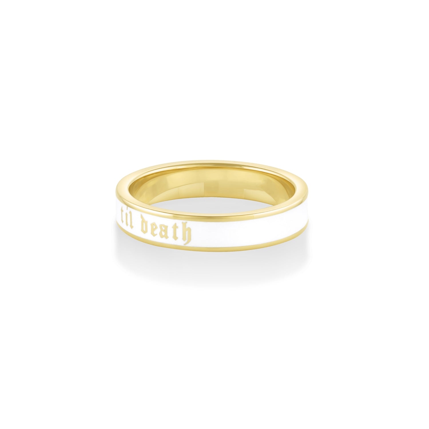 Til Death White Enamel Band 4mm [yellow gold side]