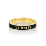 Til Death Black Enamel Band - 4mm [yellow gold front]