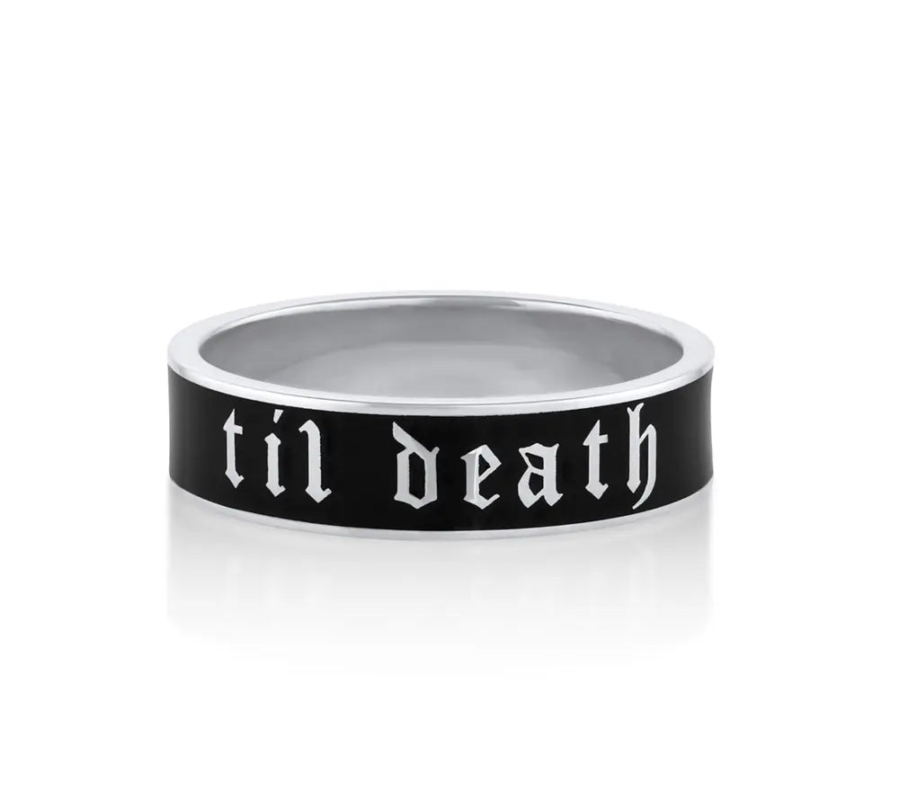 Marrow Fine Jewelry 6mm Til Death Black Enamel Band [White Gold]