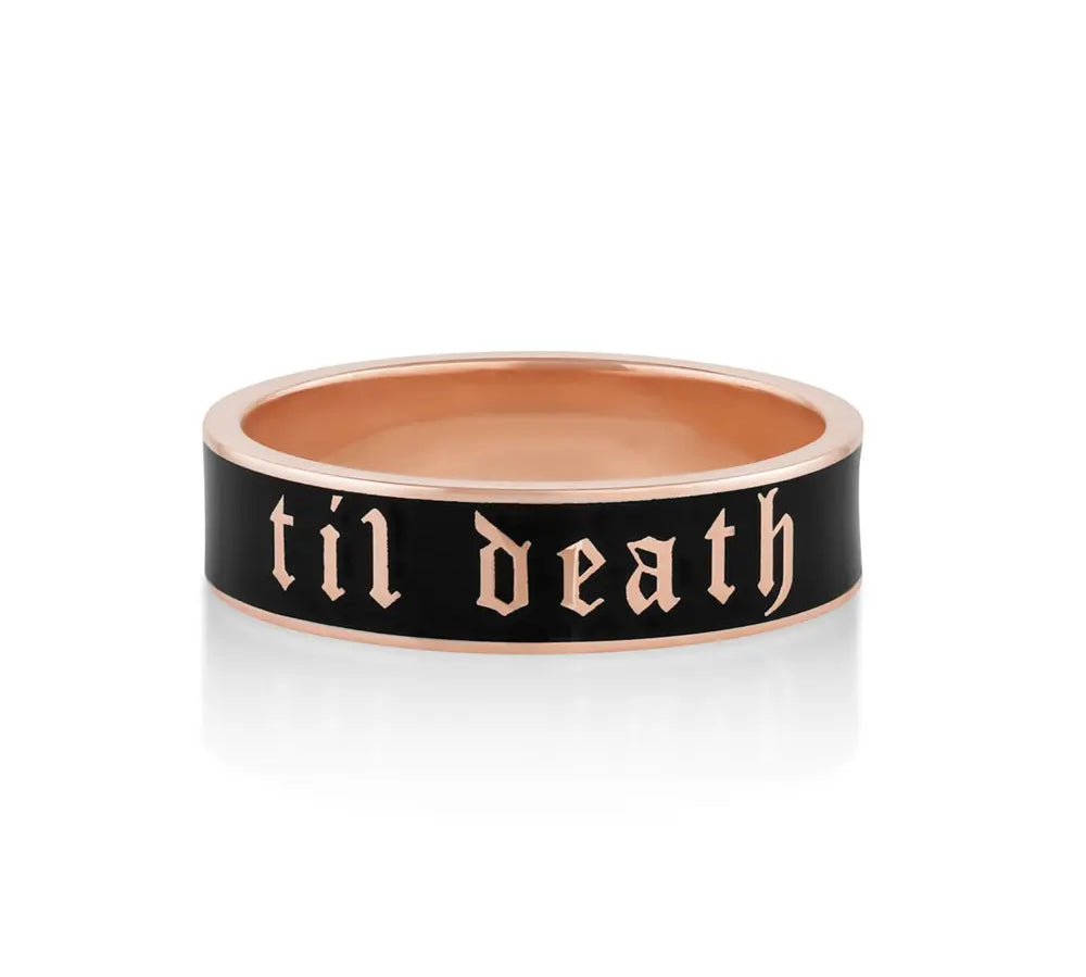 Marrow Fine Jewelry 6mm Til Death Black Enamel Band [Rose Gold]