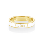 Til Death White Enamel Band 4mm [yellow gold front]