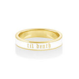 Til Death White Enamel Band 4mm [yellow gold front]