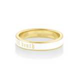 Til Death White Enamel Band 4mm [yellow gold side]