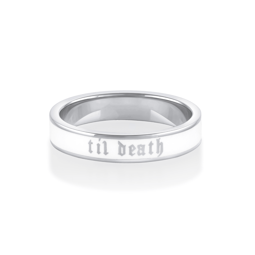 Til Death White Enamel Band 4mm [white gold]