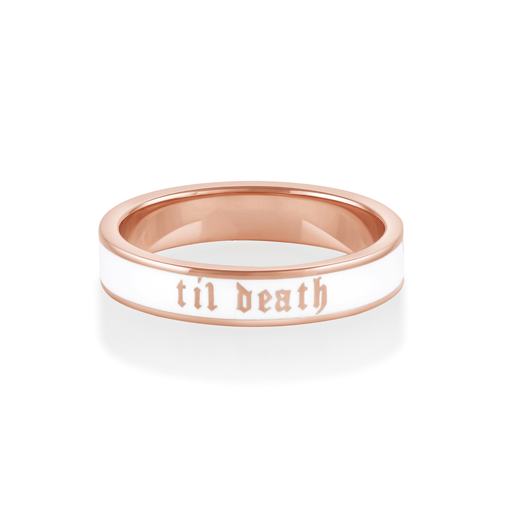 Til Death White Enamel Band 4mm [rose gold]