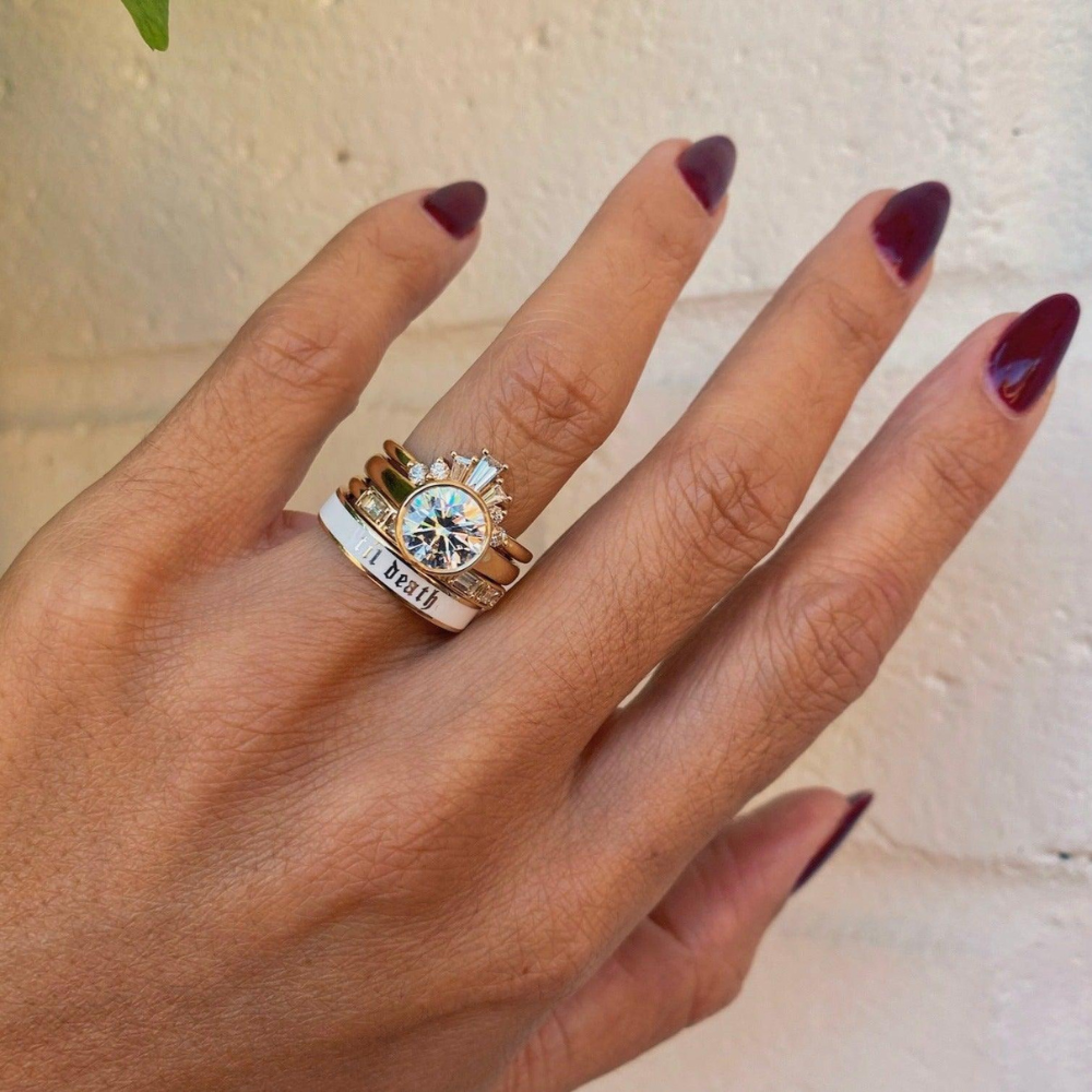 Til Death White Enamel Band 4mm [on hand]