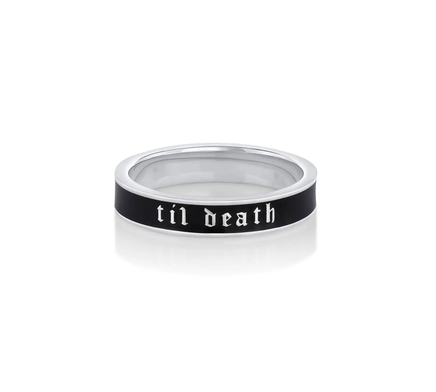 Til Death Black Enamel Band - 4mm [white gold]