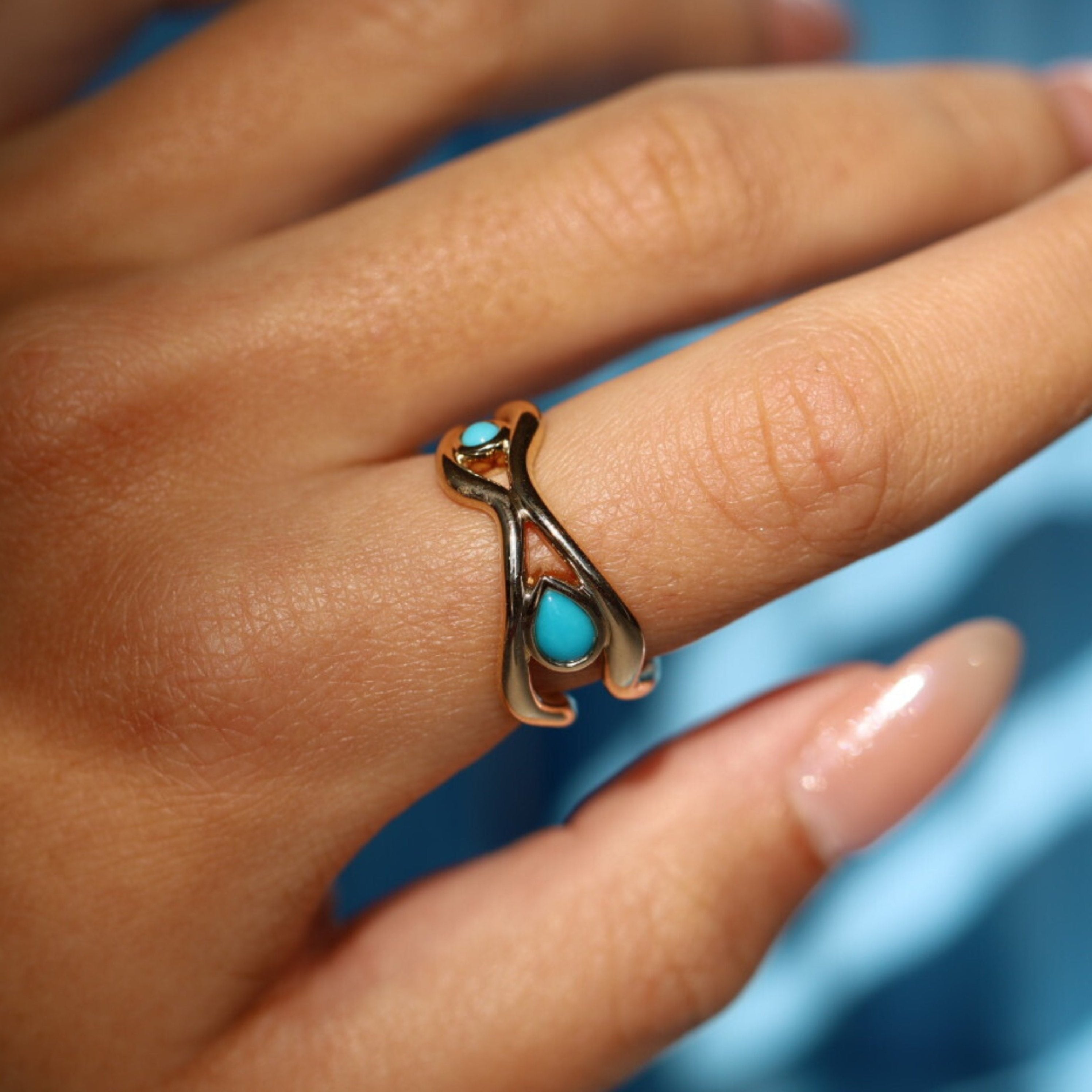 Turquoise Freeform Gold Ring [on hand]