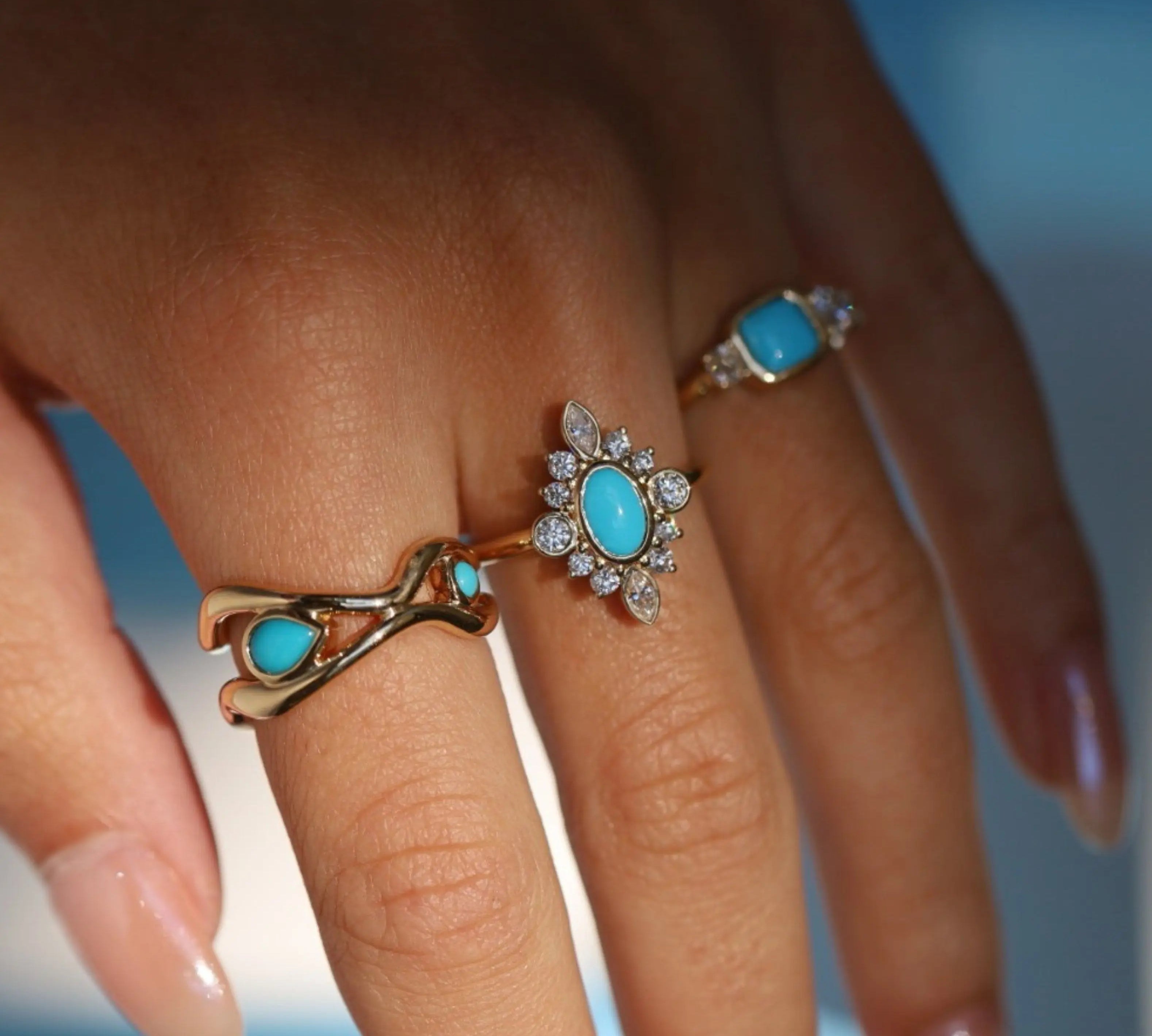 0.58ct Turquoise Scarlette Compass Ring [on hand]