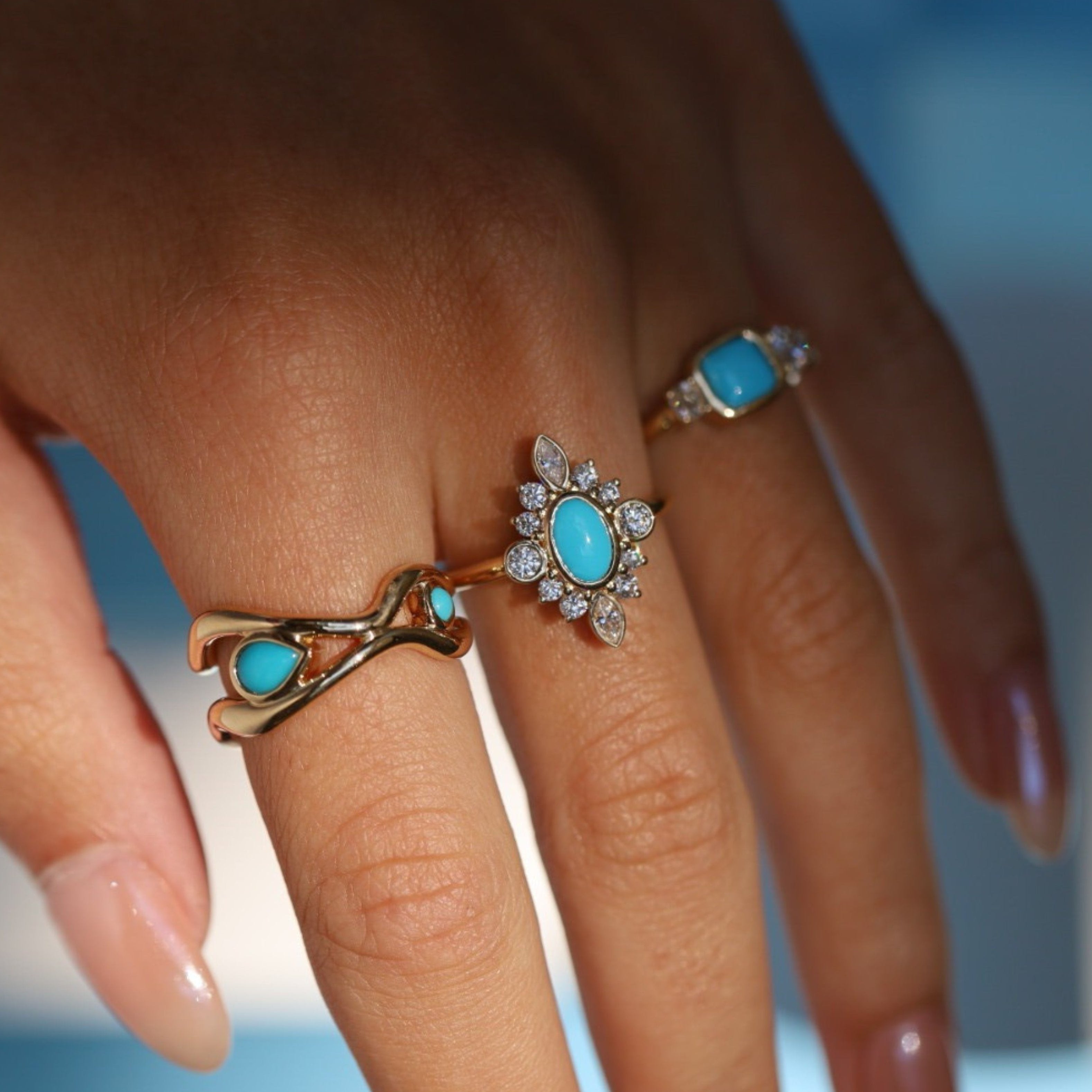 0.58ct Turquoise Scarlette Compass Ring [on hand]