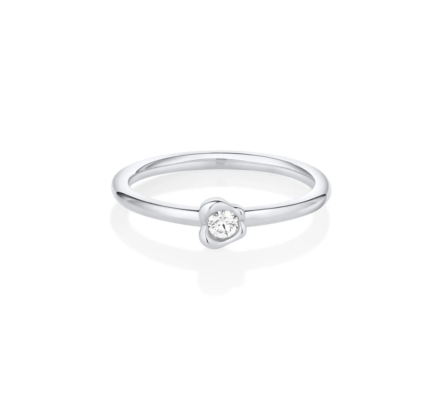 Diamond Abstract Bezel Sweet Pea Ring [White Gold]