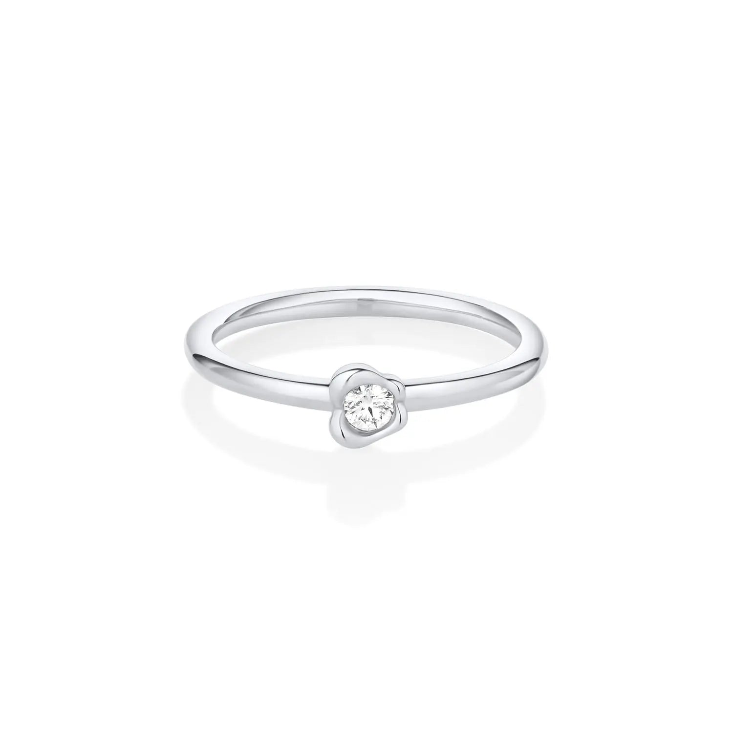 Diamond Abstract Bezel Sweet Pea Ring [White Gold]