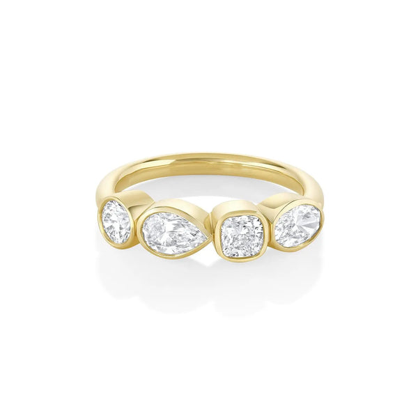 White Diamond Mixed Shape Bezel Band