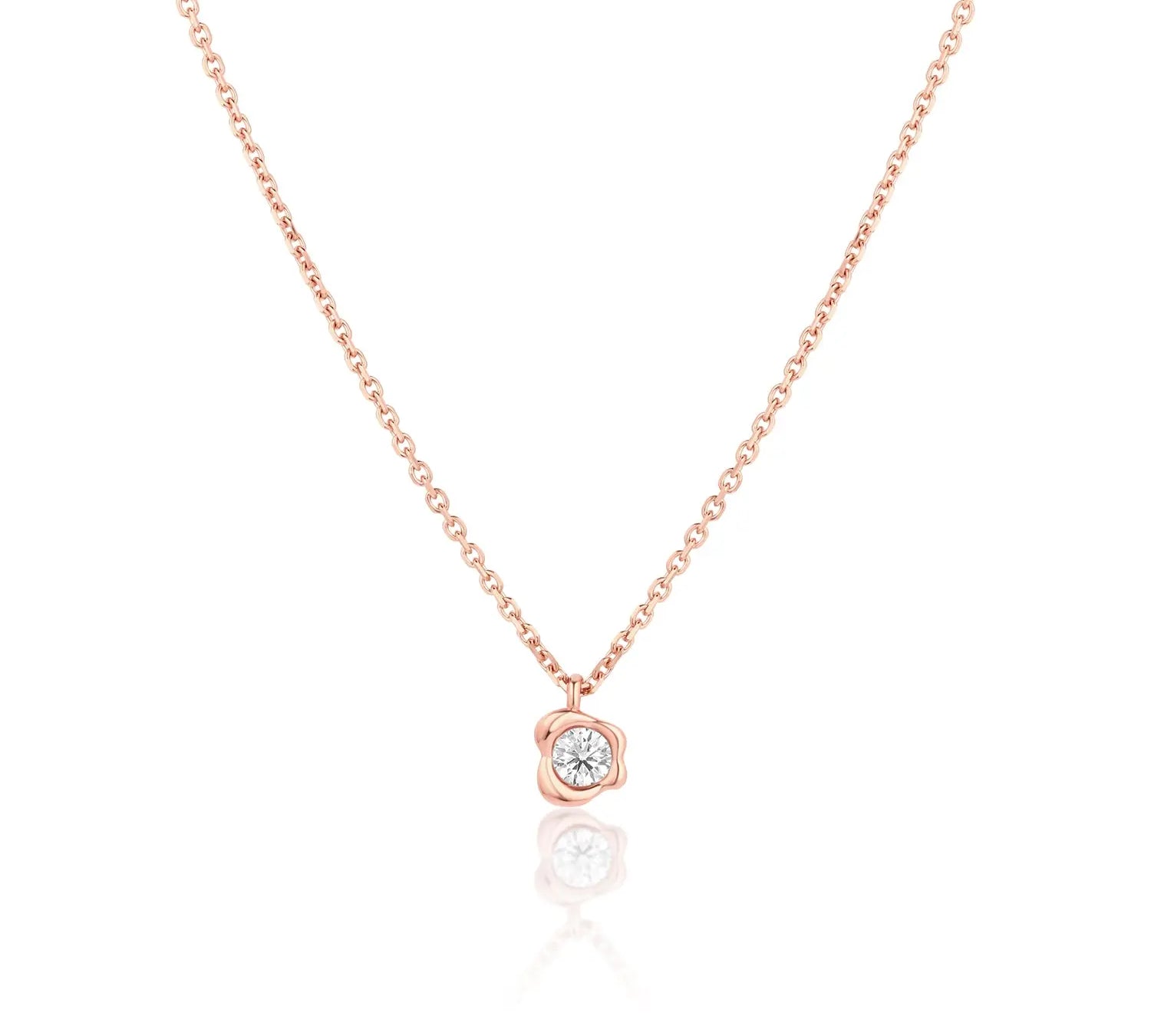 White Diamond Abstract Bezel Necklace [rose gold]