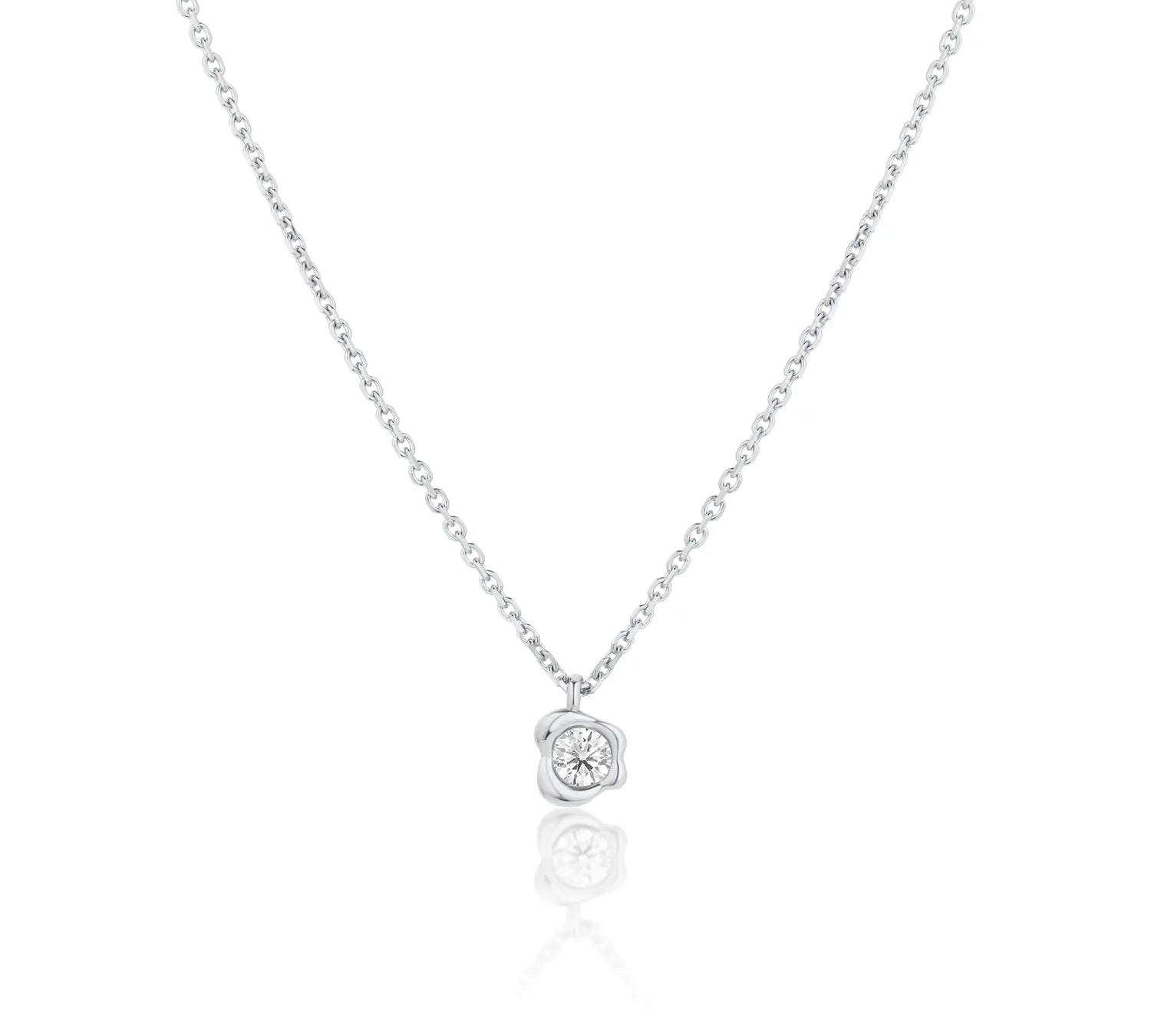 White Diamond Abstract Bezel Necklace [white gold]