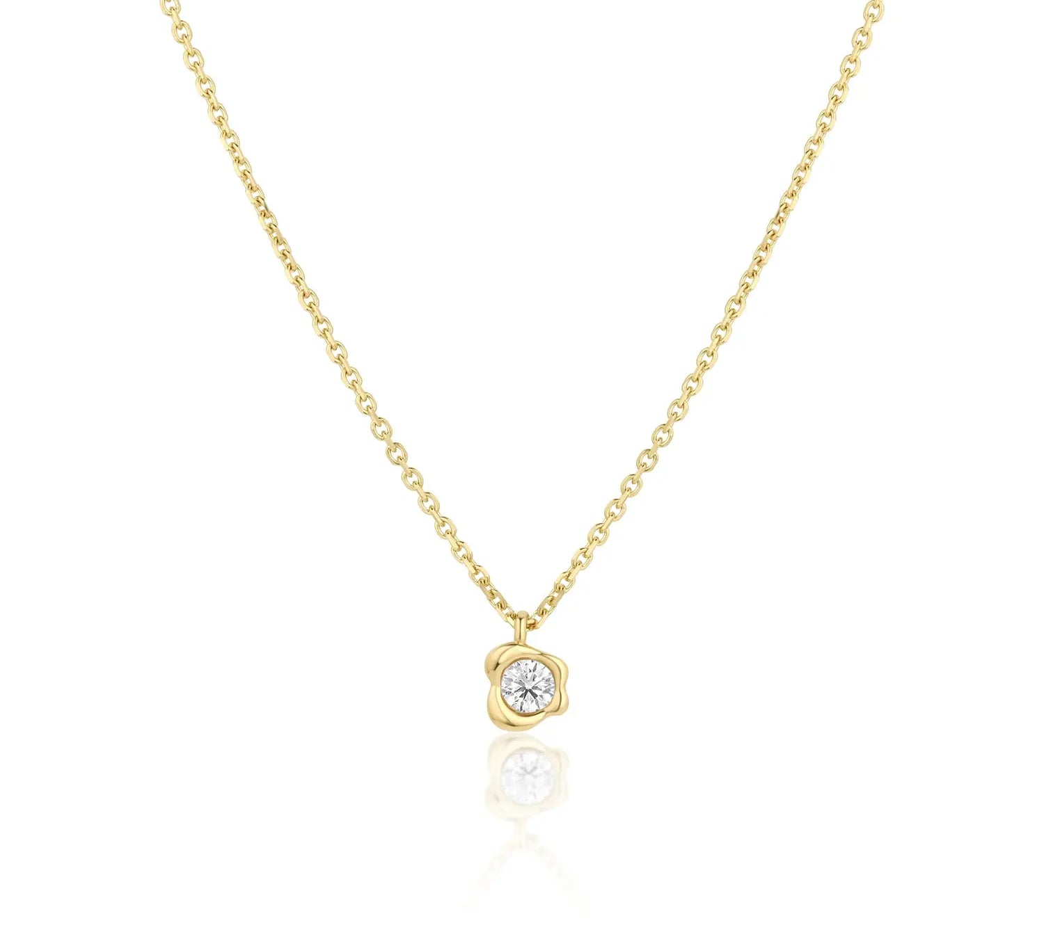 White Diamond Abstract Bezel Necklace [yellow gold]