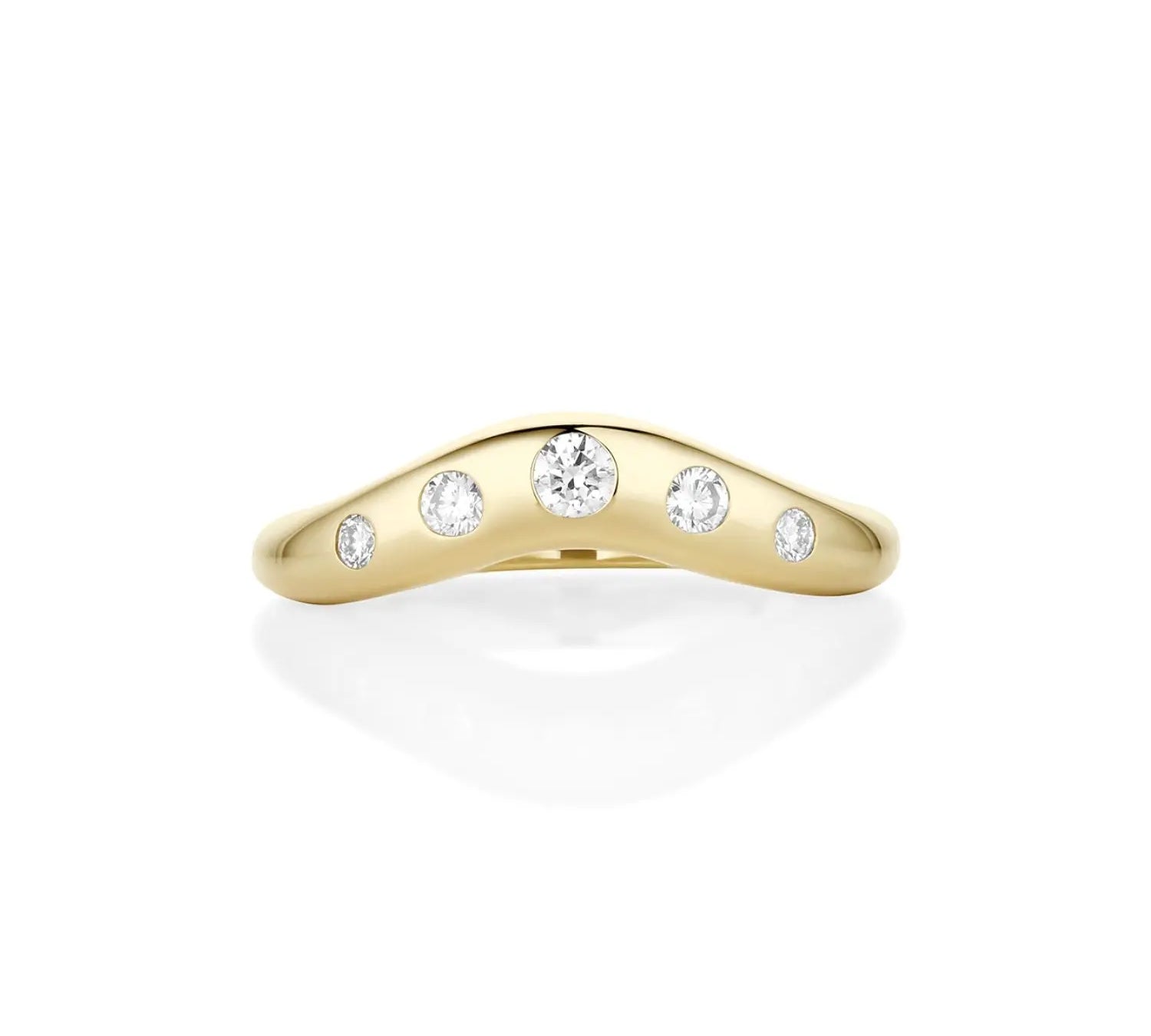 White Diamond Bombé Band [Yellow Gold]