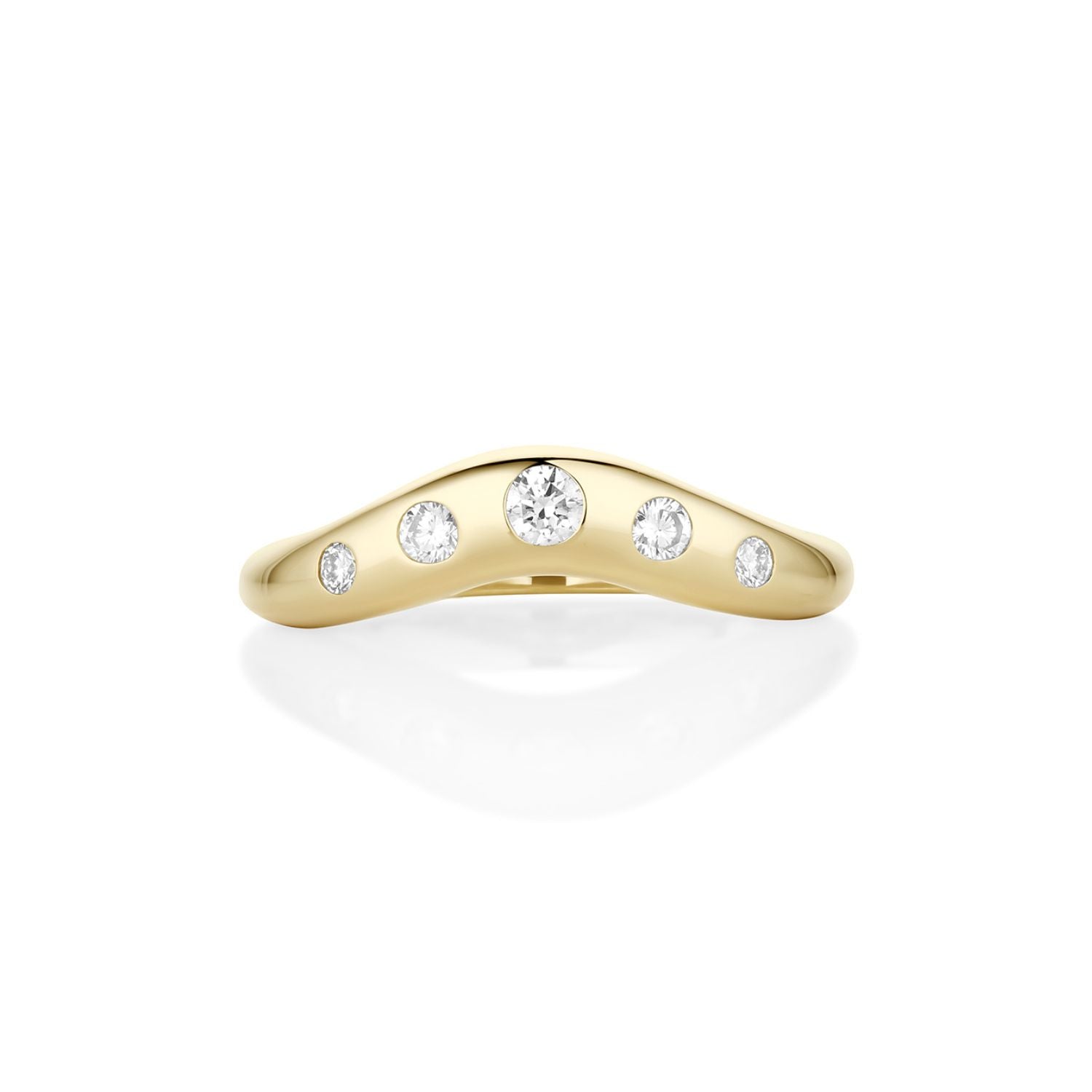 White Diamond Bombé Band [Yellow Gold]