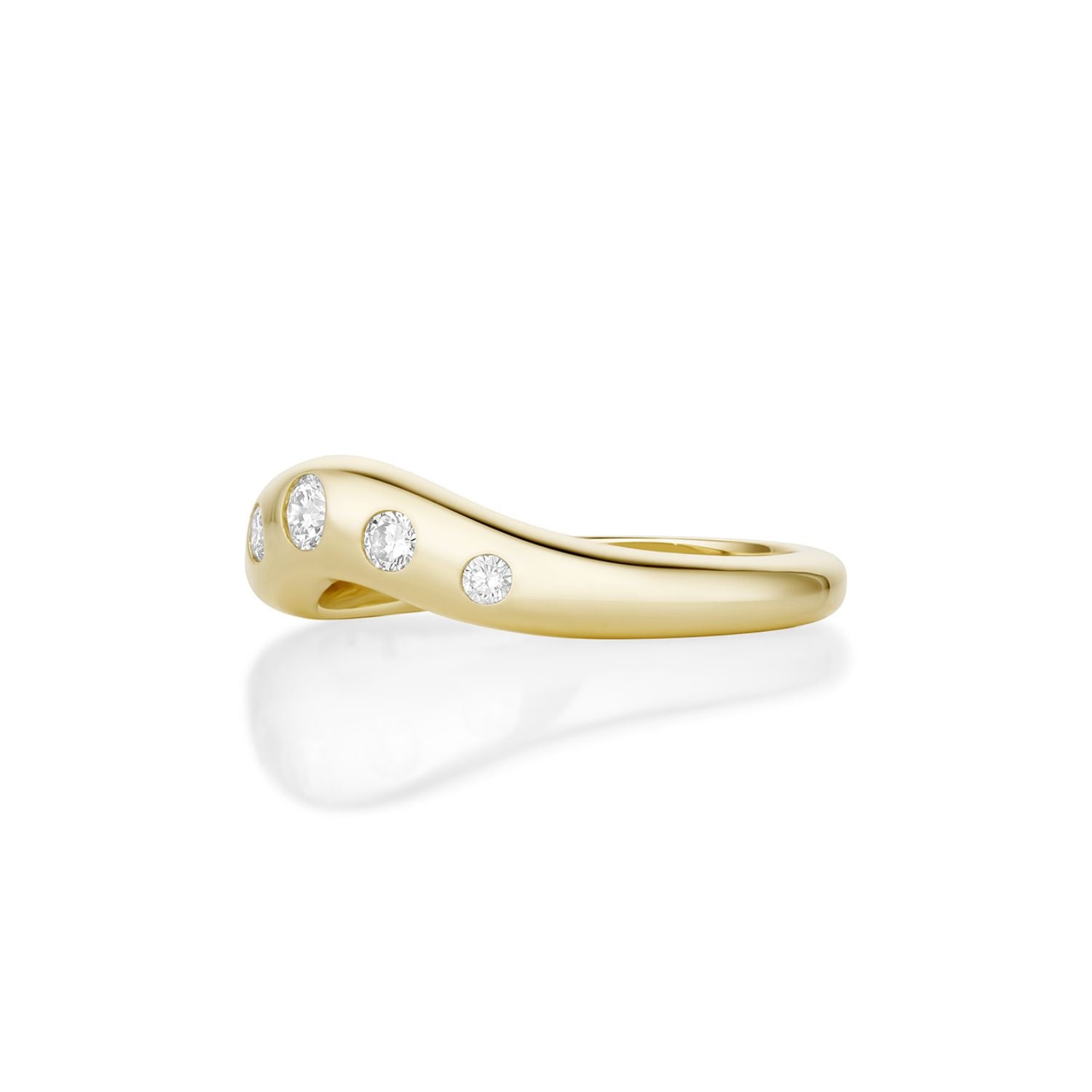 White Diamond Bombé Band [Yellow Gold] Side view