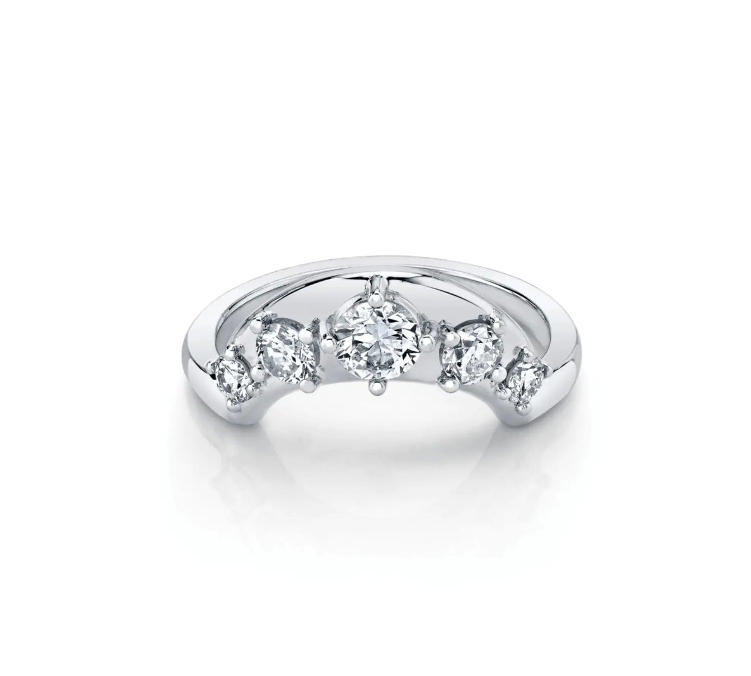 Marrow Fine Jewelry Old Mine Cut White Diamond Solid Gold Arch Stacking Wedding Band [White Gold]