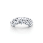 Marrow Fine Jewelry Old Mine Cut White Diamond Solid Gold Arch Stacking Wedding Band [White Gold]