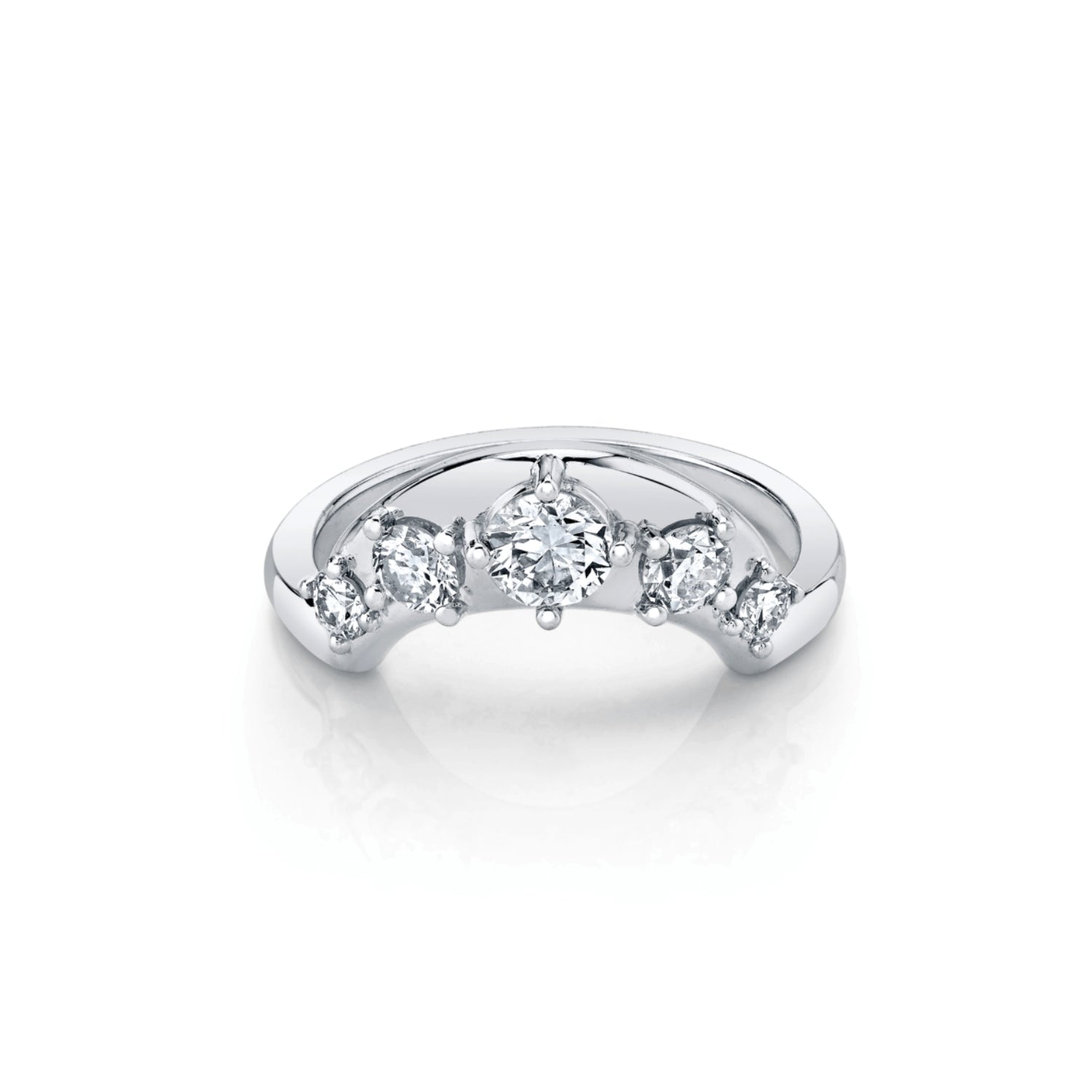 Marrow Fine Jewelry Old Mine Cut White Diamond Solid Gold Arch Stacking Wedding Band [White Gold]