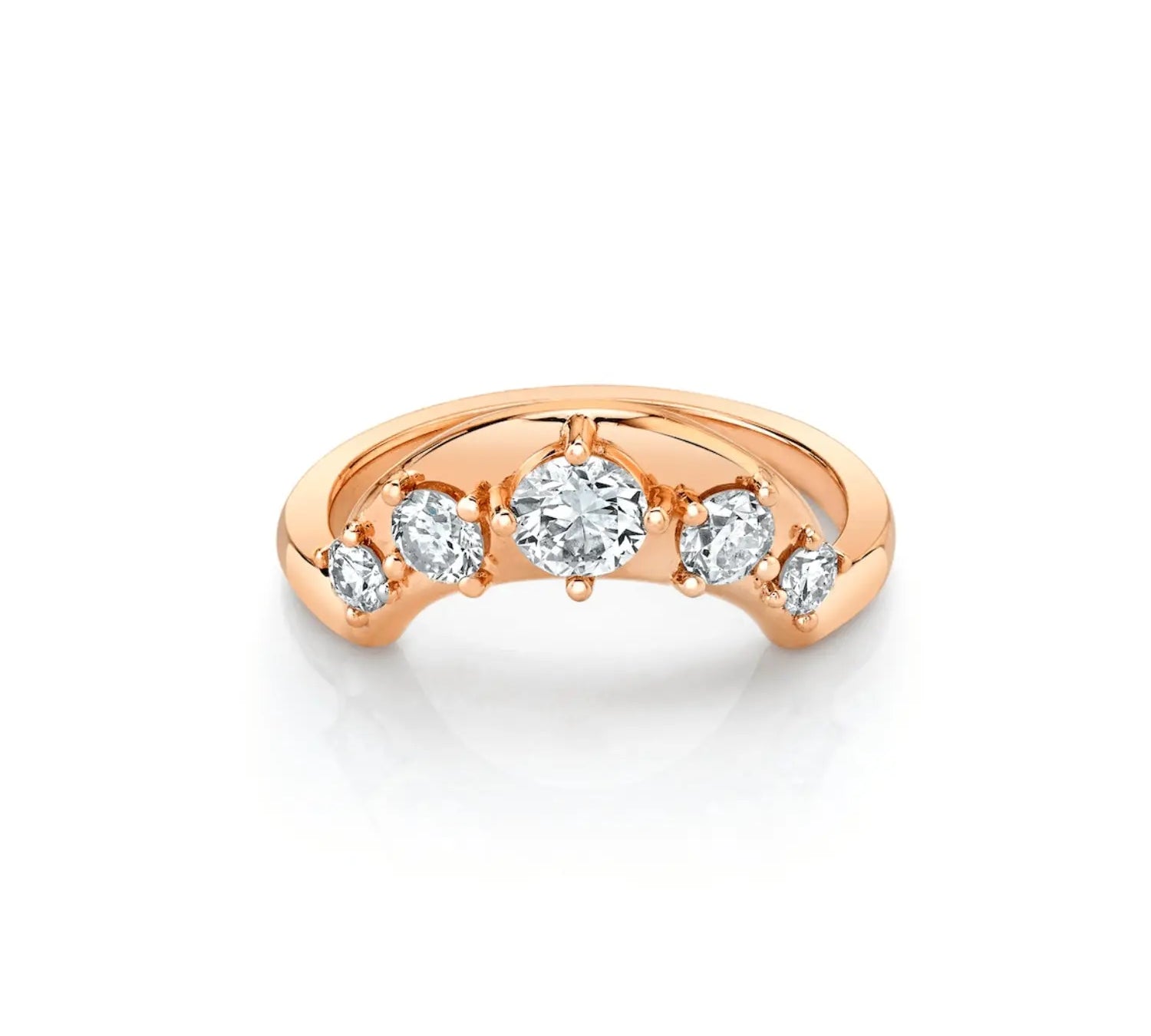 Marrow Fine Jewelry Old Mine Cut White Diamond Solid Gold Arch Stacking Wedding Band [Rose Gold]