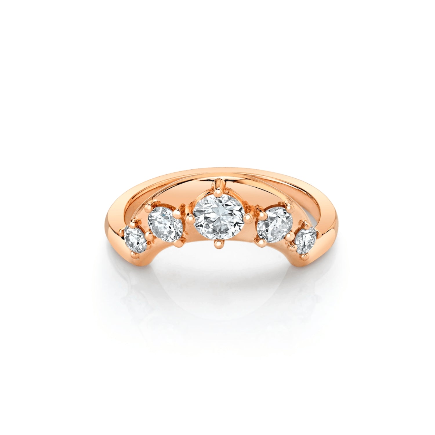 Marrow Fine Jewelry Old Mine Cut White Diamond Solid Gold Arch Stacking Wedding Band [Rose Gold]