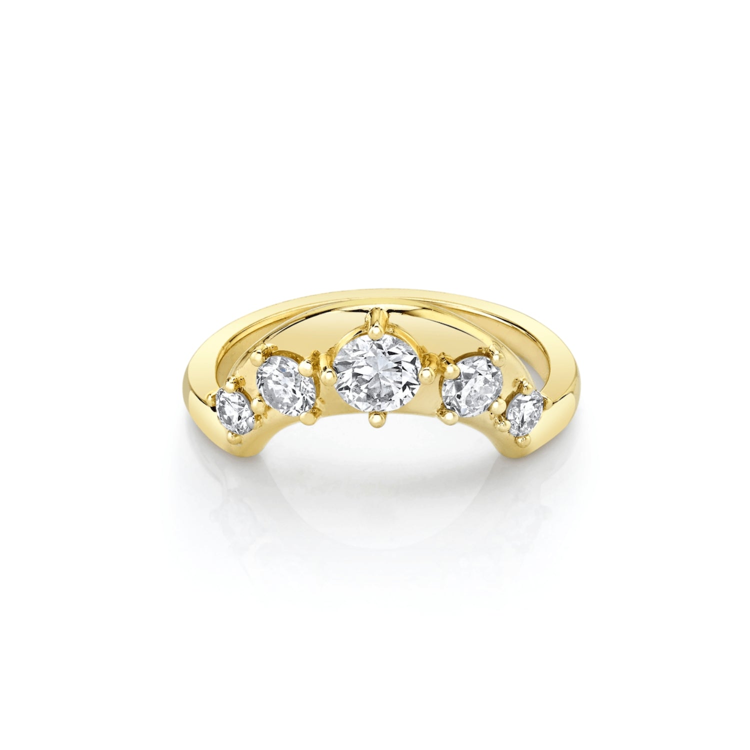 Marrow Fine Jewelry Old Mine Cut White Diamond Solid Gold Arch Stacking Wedding Band [Yellow Gold]