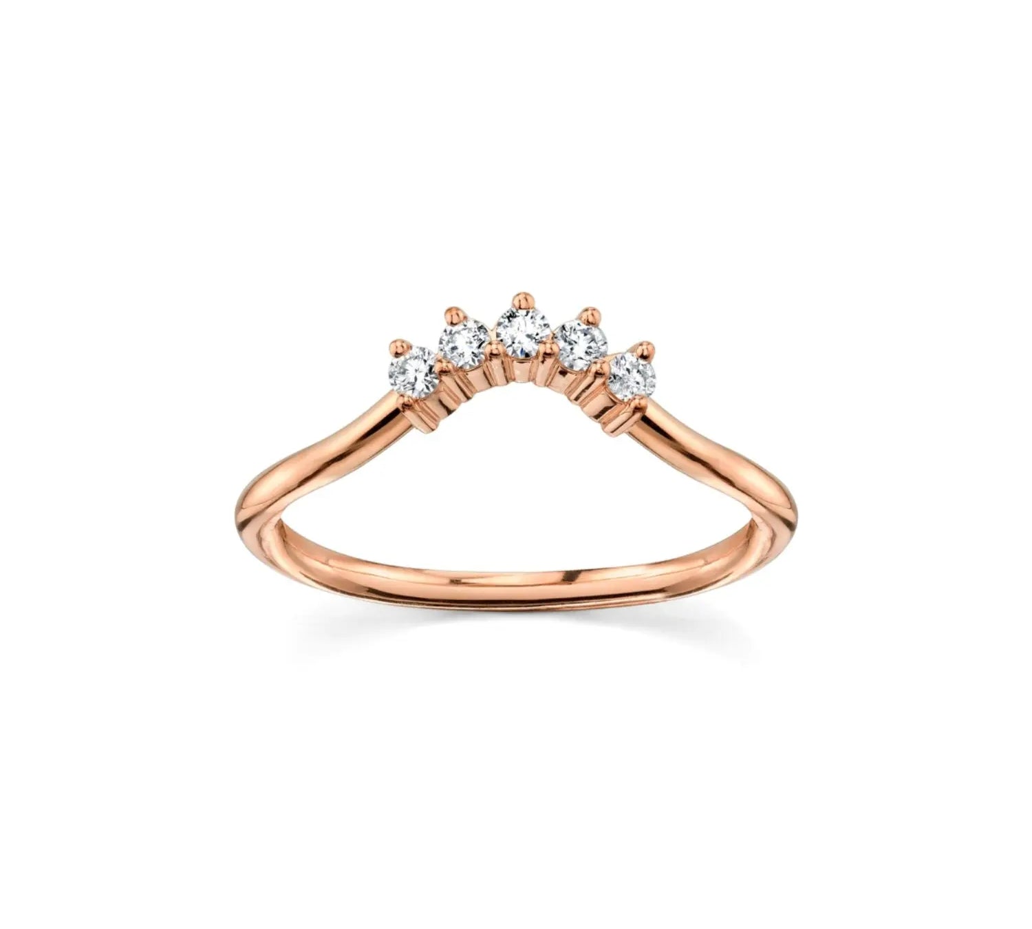 Marrow Fine Jewelry White Diamond Five Stone Dainty Solid Gold Stacking Wedding Band [Rose Gold]