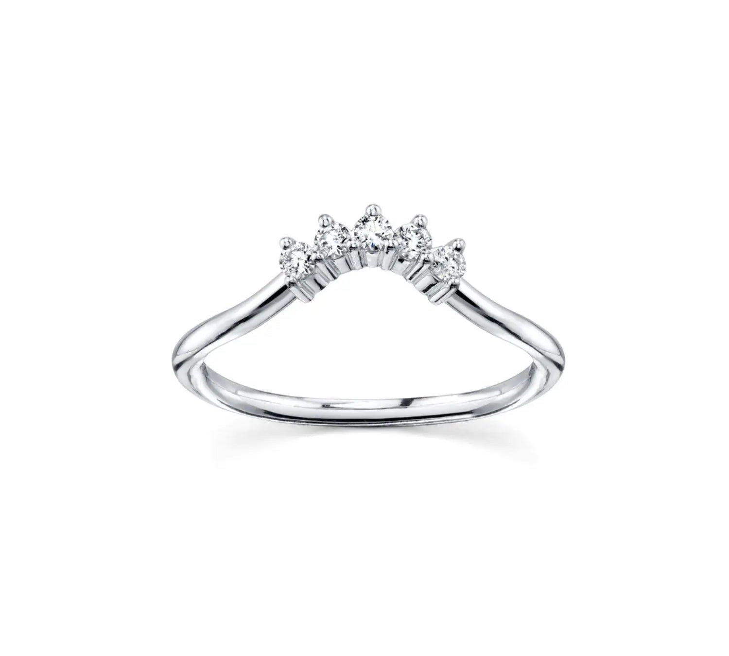 Marrow Fine Jewelry White Diamond Five Stone Dainty Solid Gold Stacking Wedding Band [White Gold]