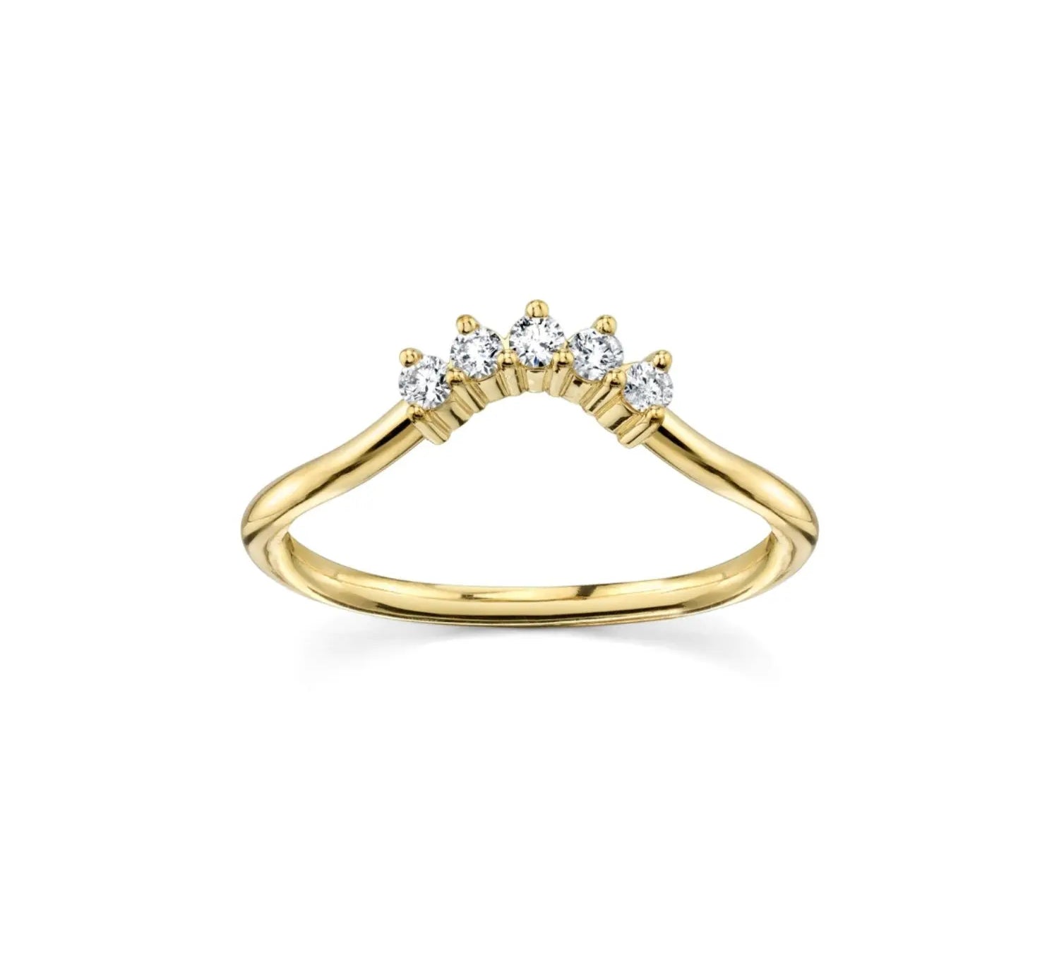 Marrow Fine Jewelry White Diamond Five Stone Dainty Solid Gold Stacking Wedding Band [Yellow Gold]