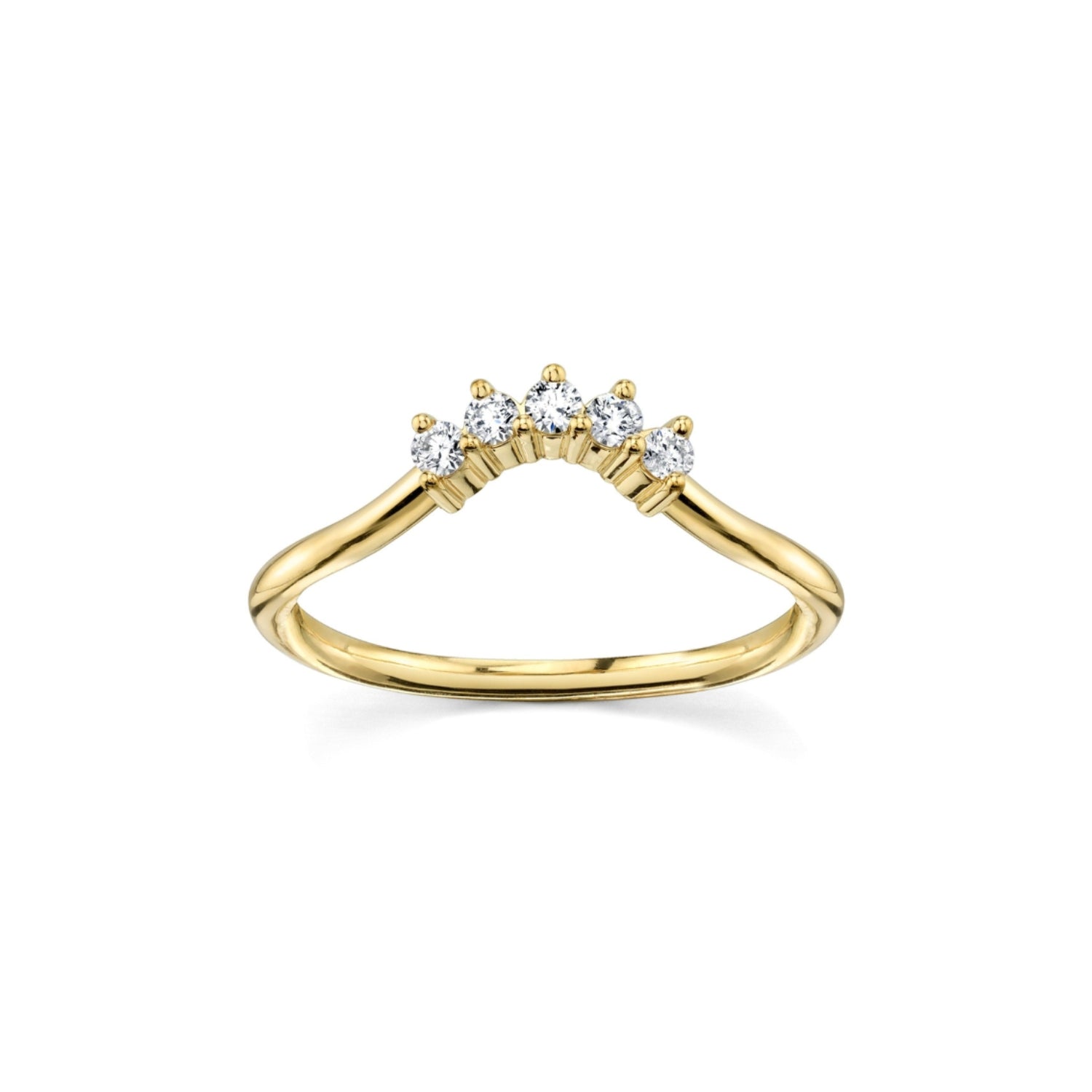Marrow Fine Jewelry White Diamond Five Stone Dainty Solid Gold Stacking Wedding Band [Yellow Gold]