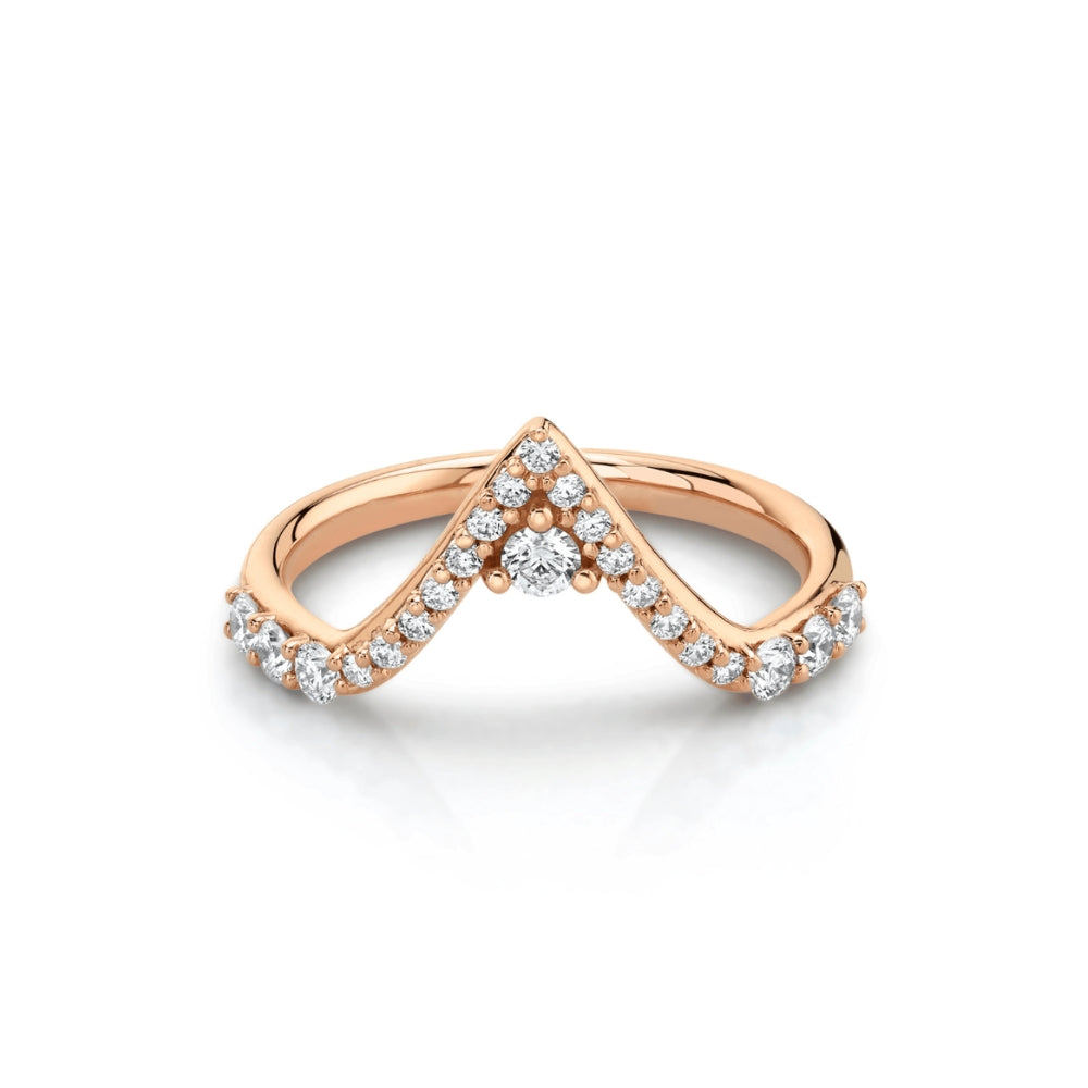 Marrow Fine Jewelry White Diamond Pavé Triangle Stacking Wedding Band [Rose Gold]