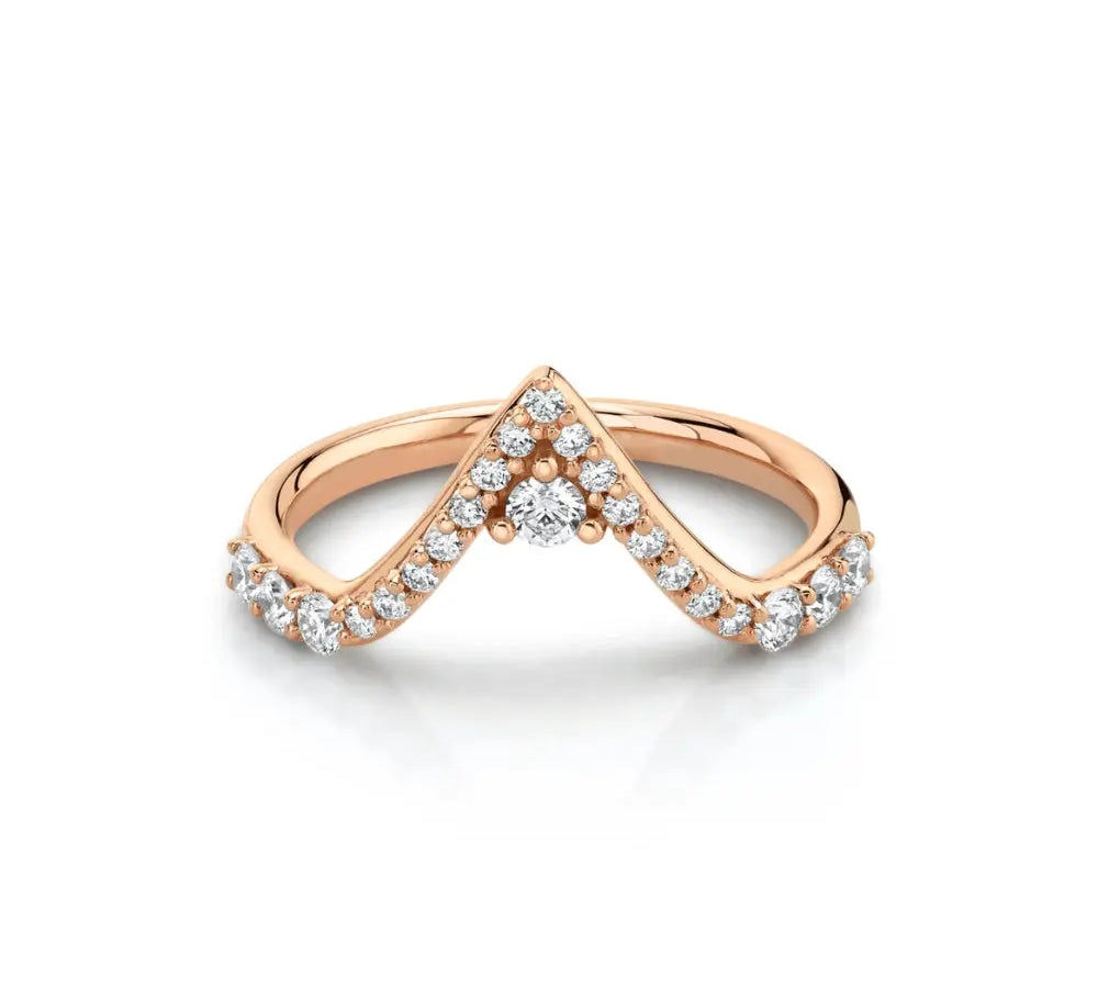 Marrow Fine Jewelry White Diamond Pavé Triangle Stacking Wedding Band [Rose Gold]