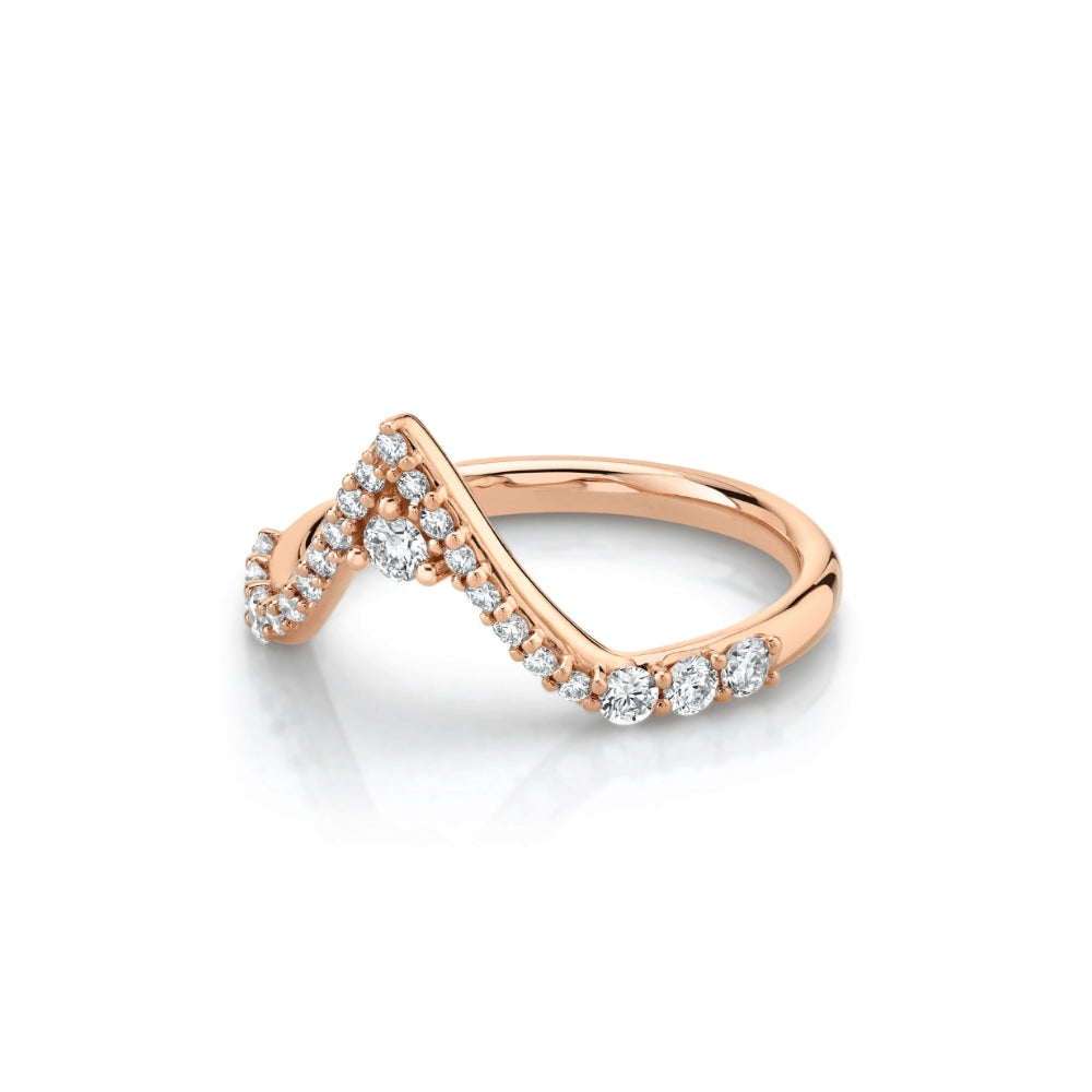 Marrow Fine Jewelry White Diamond Pavé Triangle Stacking Wedding Band [Rose Gold] side