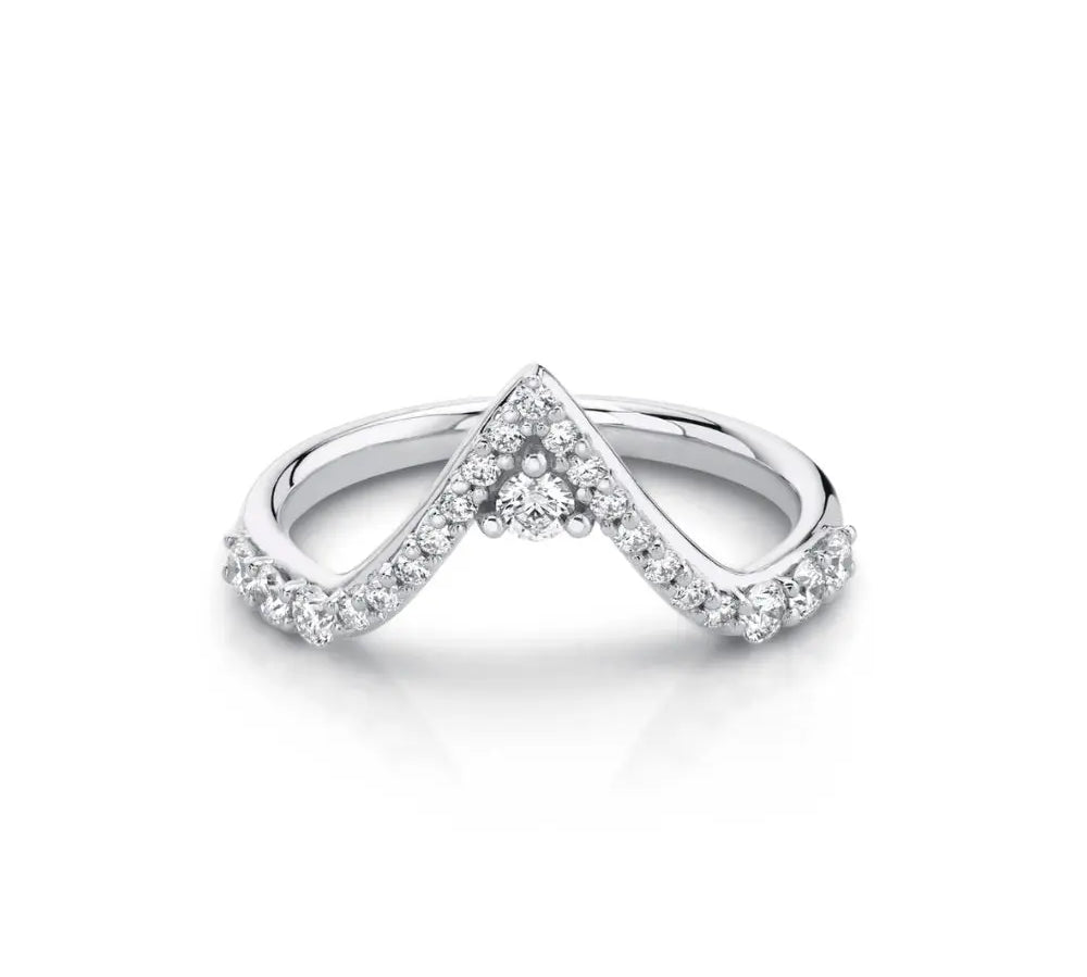 Marrow Fine Jewelry White Diamond Pavé Triangle Stacking Wedding Band [White Gold]