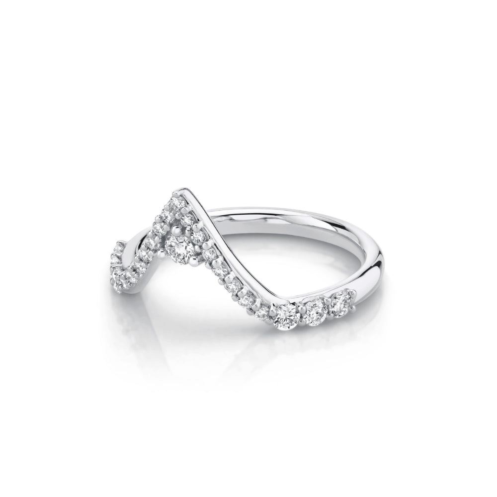 Marrow Fine Jewelry White Diamond Pavé Triangle Stacking Wedding Band [White Gold] side