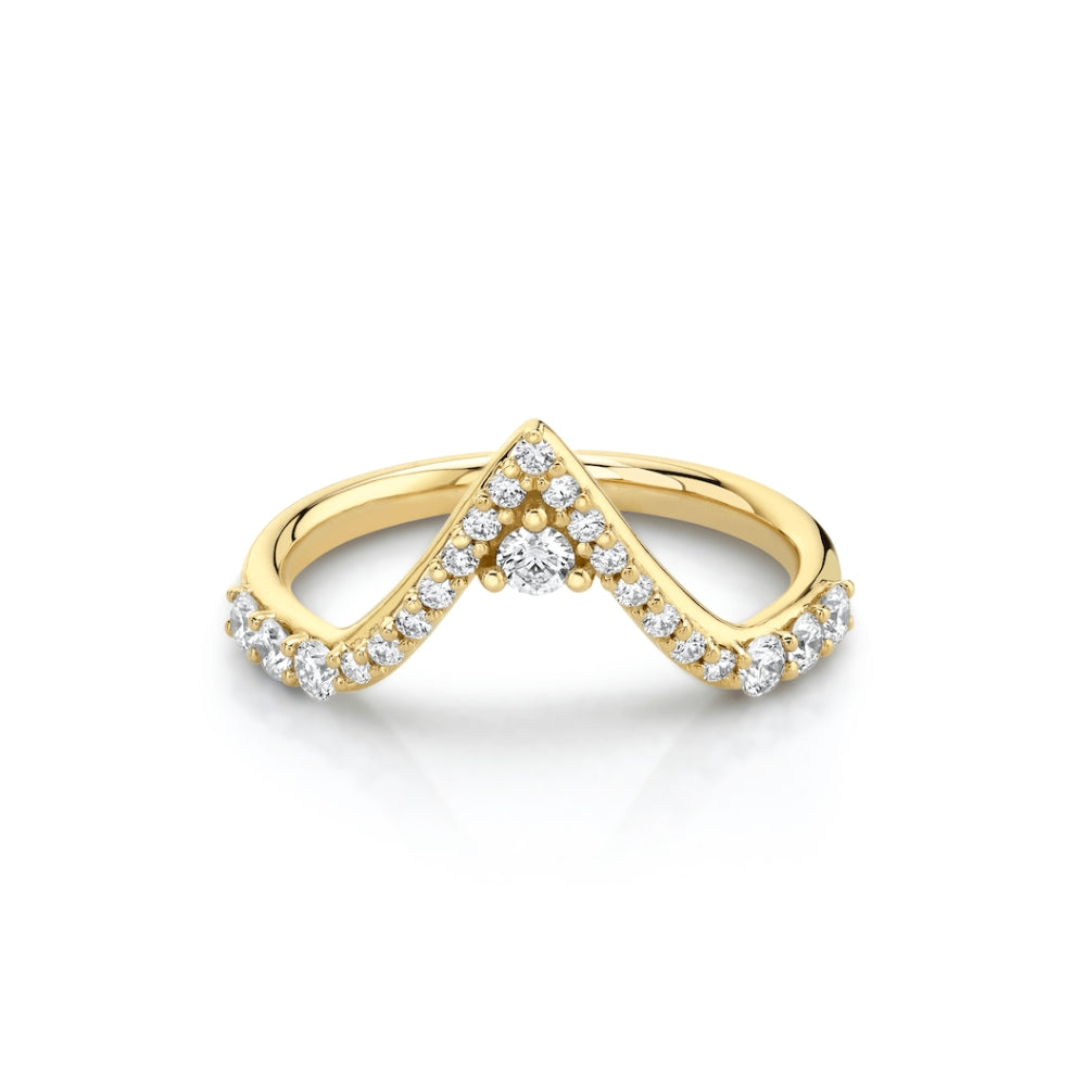 Marrow Fine Jewelry White Diamond Pavé Triangle Stacking Wedding Band [Yellow Gold]