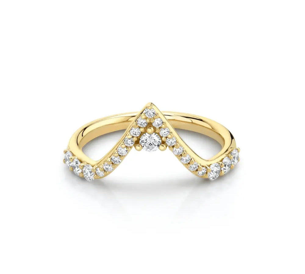 Marrow Fine Jewelry White Diamond Pavé Triangle Stacking Wedding Band [Yellow Gold]