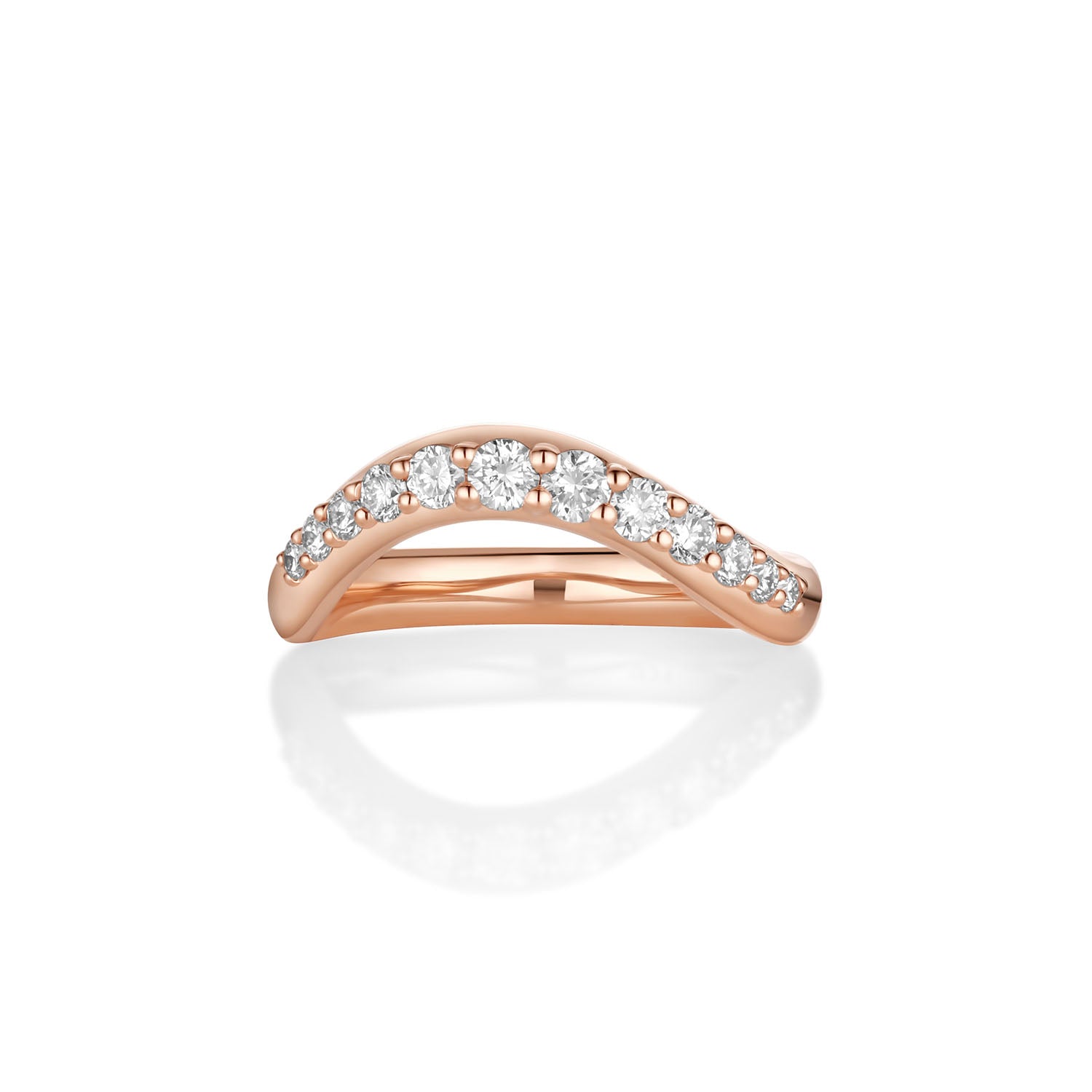 White Diamond Estelle Wave Band [Rose Gold]