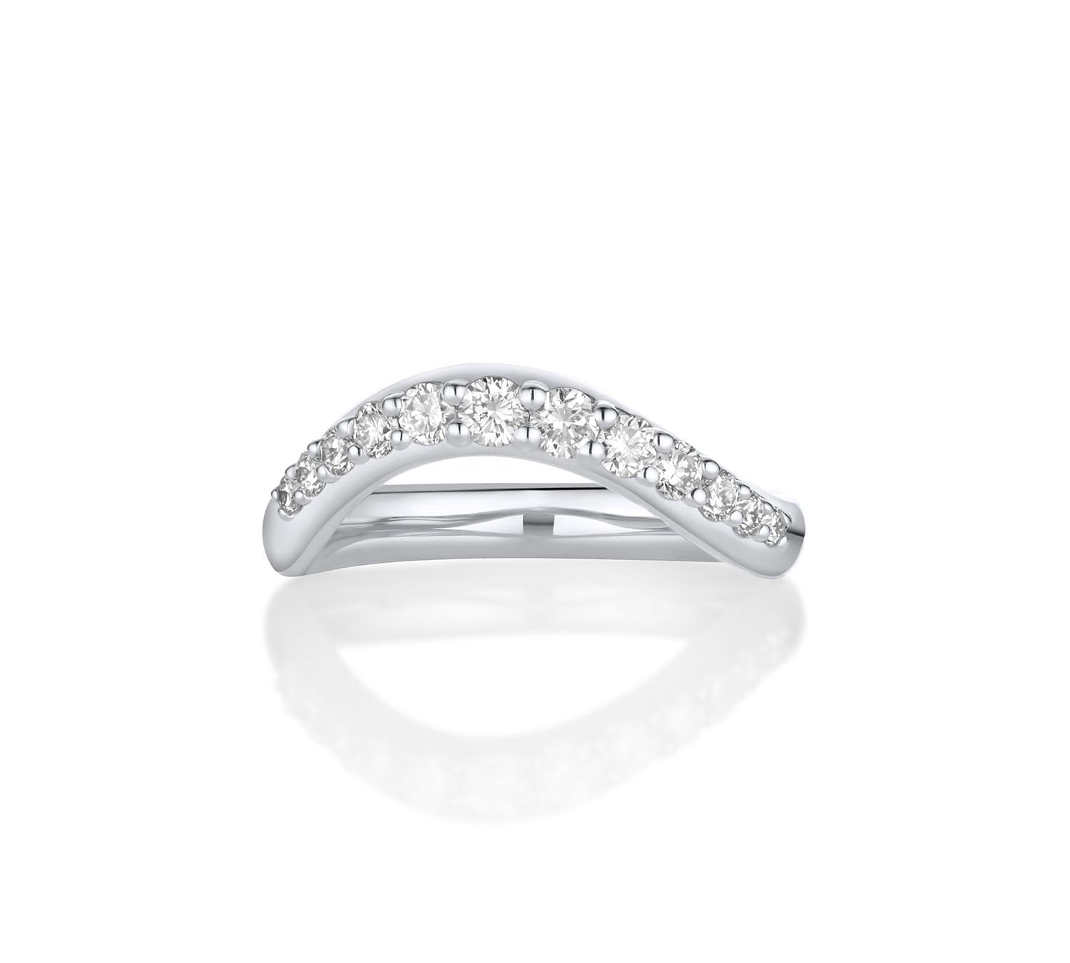 White Diamond Estelle Wave Band [White Gold]