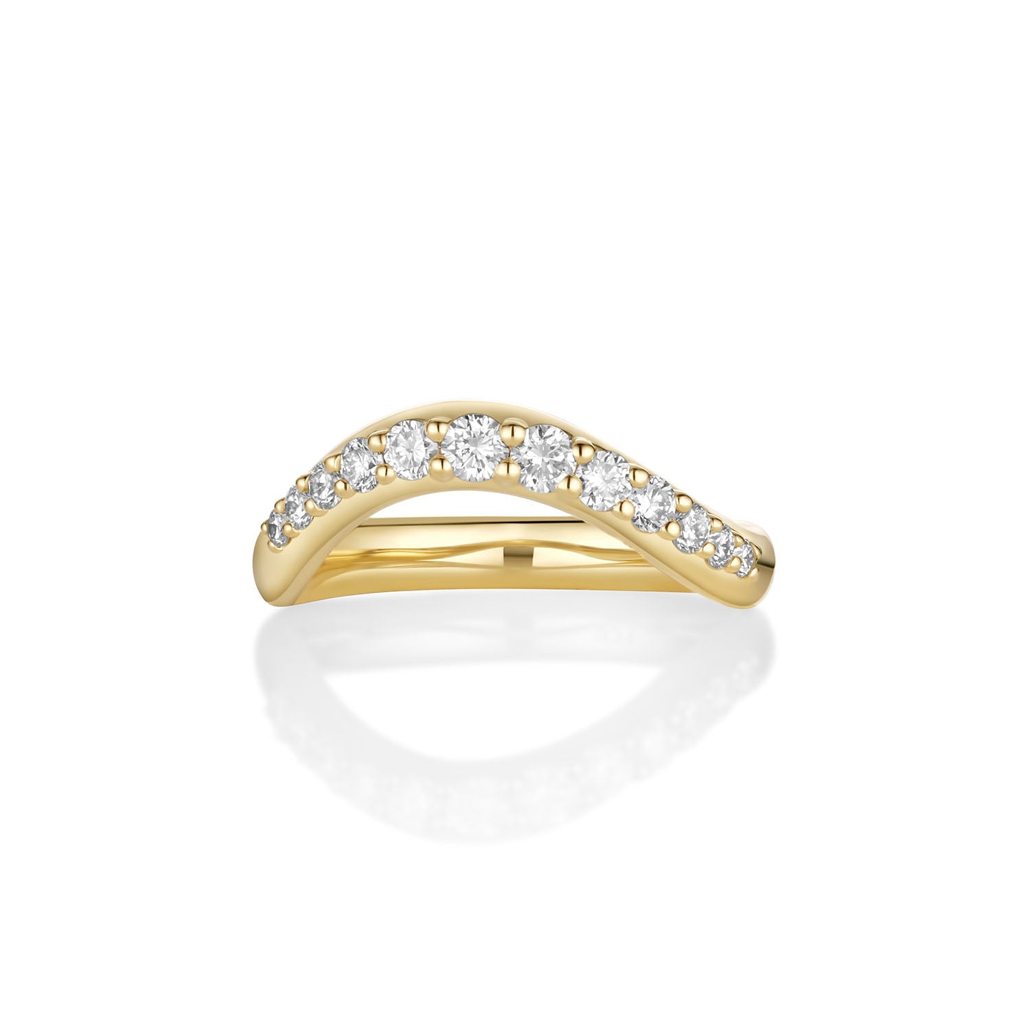 White Diamond Estelle Wave Band [Yellow Gold]