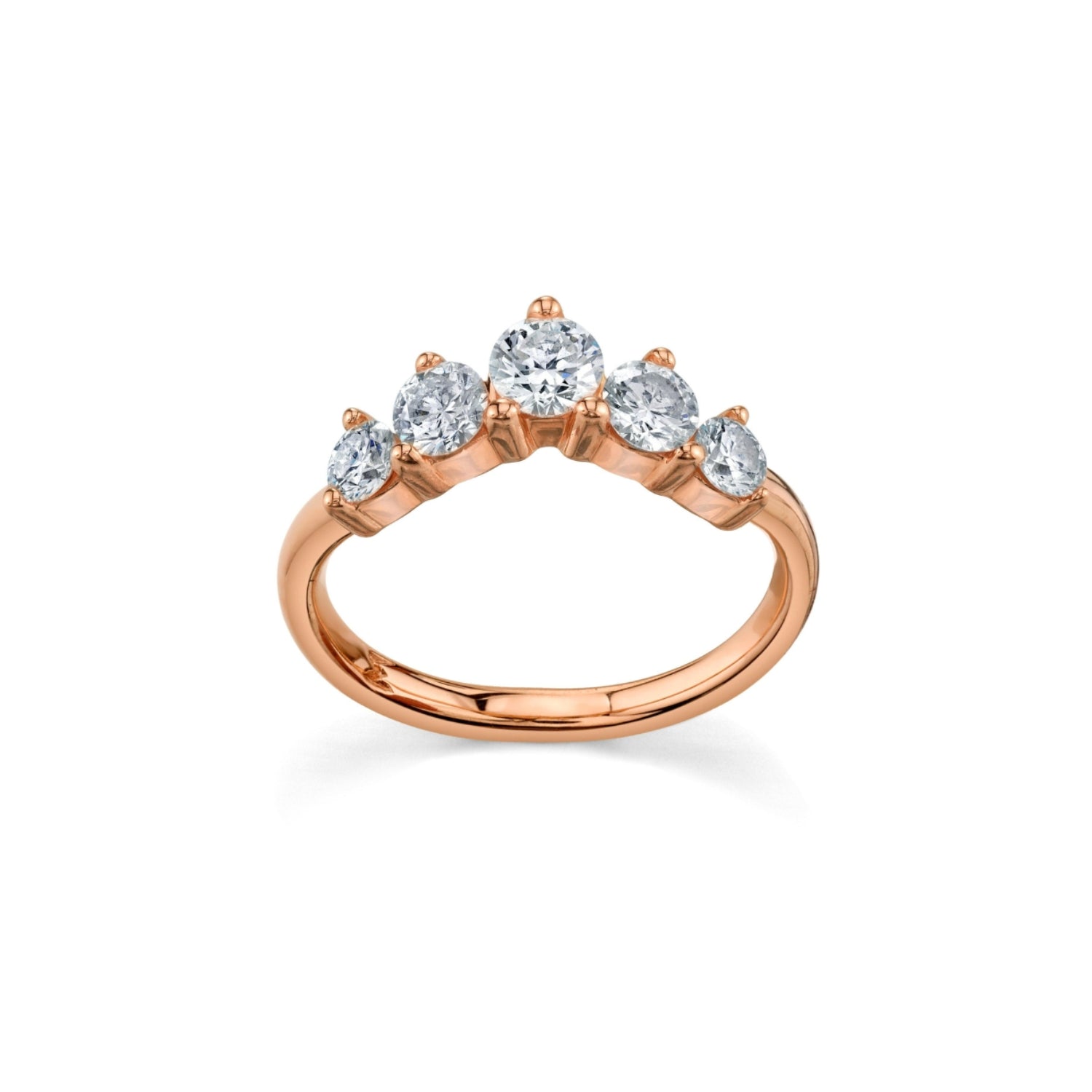 Marrow Fine Jewelry White Diamond Five Stone Solid Gold Headdress Stacking Jacket [Rose Gold]