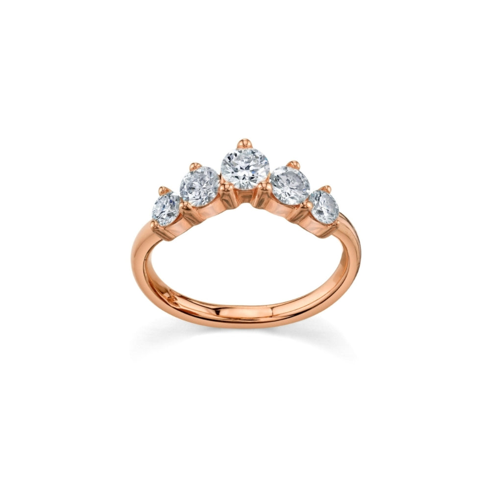 Marrow Fine Jewelry White Diamond Five Stone Solid Gold Headdress Stacking Jacket [Rose Gold]
