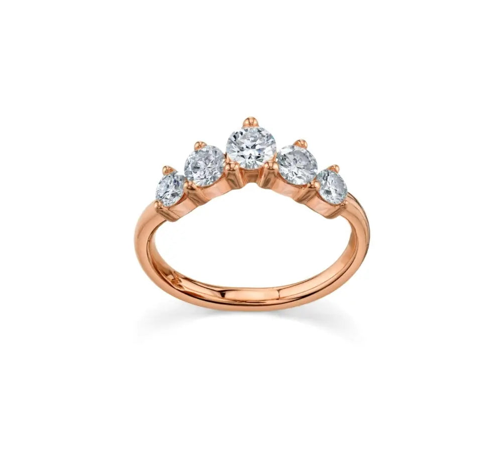 Marrow Fine Jewelry White Diamond Five Stone Solid Gold Headdress Stacking Jacket [Rose Gold]