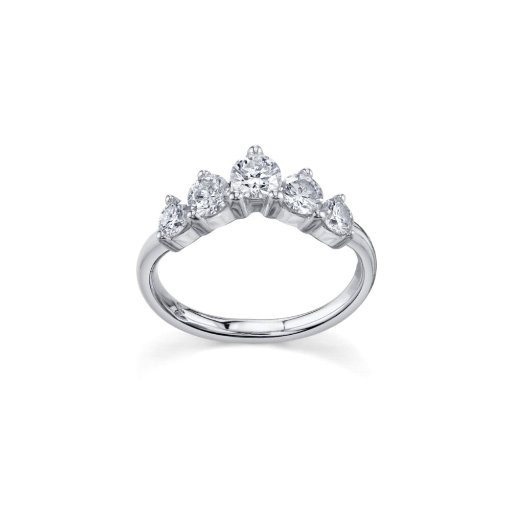 Marrow Fine Jewelry White Diamond Five Stone Solid Gold Headdress Stacking Jacket [White Gold]