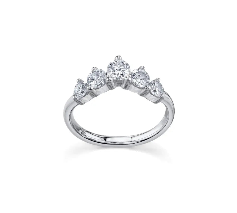 Marrow Fine Jewelry White Diamond Five Stone Solid Gold Headdress Stacking Jacket [White Gold]