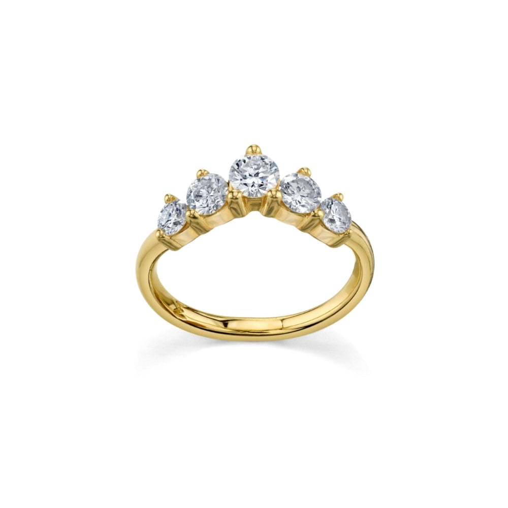 Marrow Fine Jewelry White Diamond Five Stone Solid Gold Headdress Stacking Jacket [Yellow Gold]
