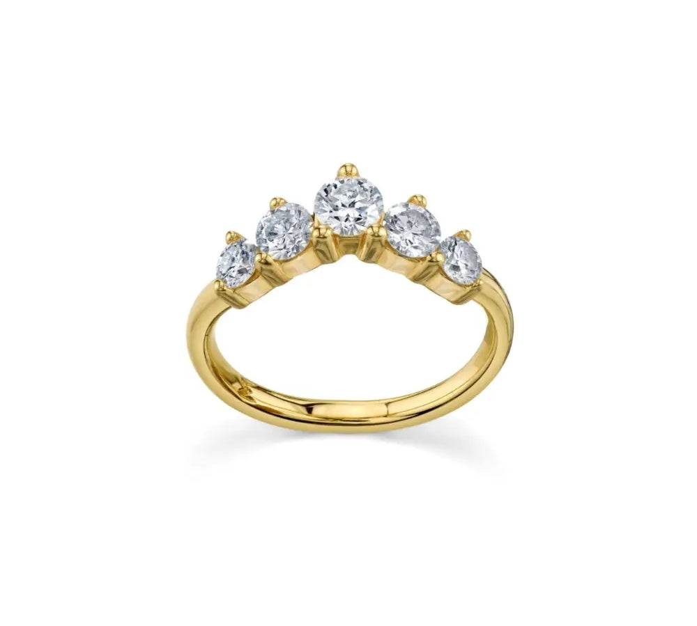 Marrow Fine Jewelry White Diamond Five Stone Solid Gold Headdress Stacking Jacket [Yellow Gold]